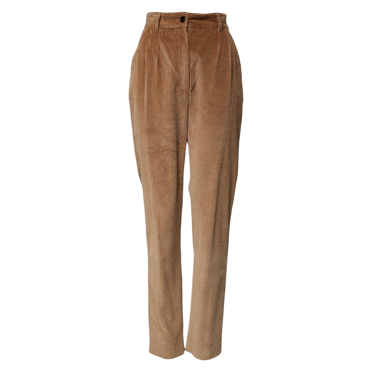 Indulge in the exquisite Dolce & Gabbana Brown Cotton Corduroy Tapered Pants, a luxurious blend of comfort and elegance, crafted in Italy to elevate your style.