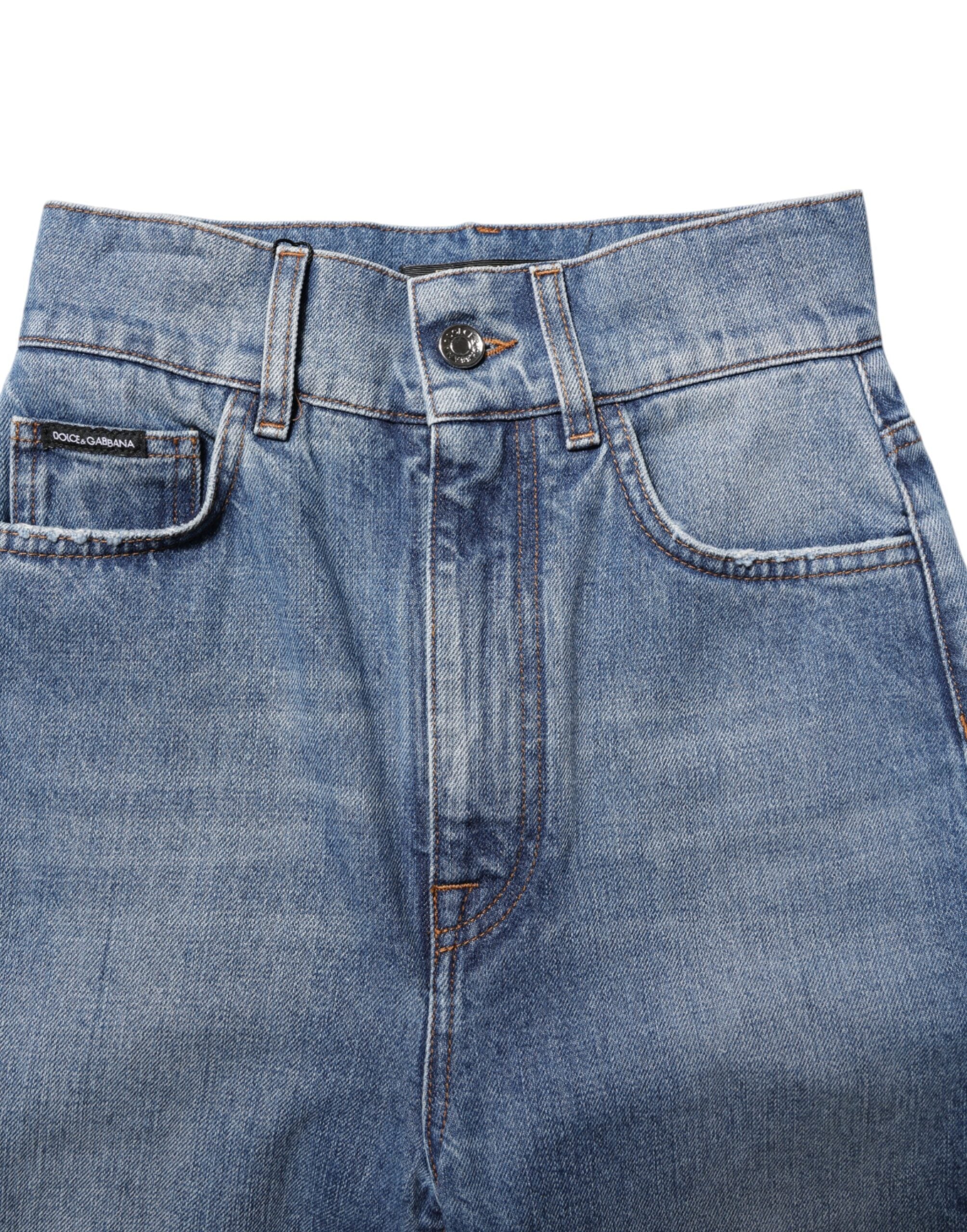 Indulge in the Dolce & Gabbana Blue Washed Skinny High Waist Denim Jeans, crafted in Italy from premium materials, embodying luxury and sophistication for the discerning individual.