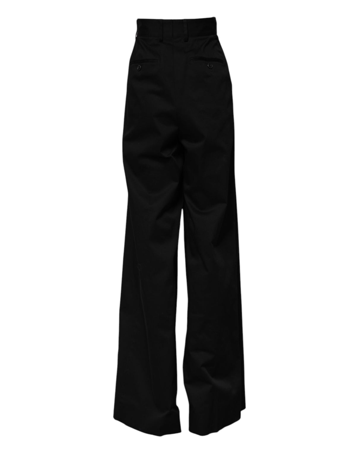 Experience the allure of Dolce & Gabbana's Black Cotton HighWaist Wide Leg Pants, where exquisite craftsmanship meets luxurious comfort for a sophisticated silhouette.
