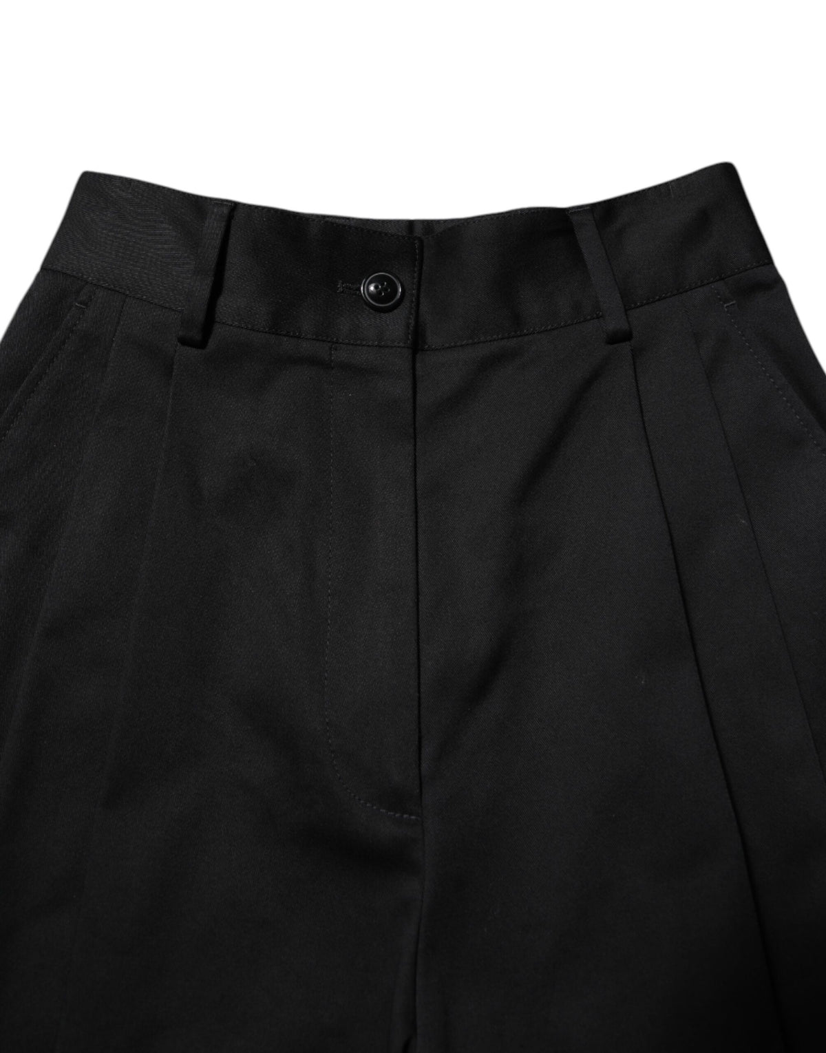 Experience the exquisite craftsmanship of Dolce & Gabbana's Black Cotton HighWaist Wide Leg Pants, a luxurious blend of comfort and elegance for the discerning individual.