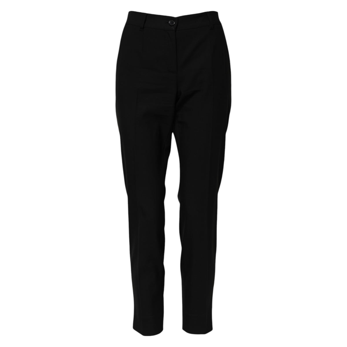 Indulge in the exquisite Dolce & Gabbana Black Wool High Waist Tapered Pants, crafted from premium virgin wool for timeless elegance and unparalleled sophistication.