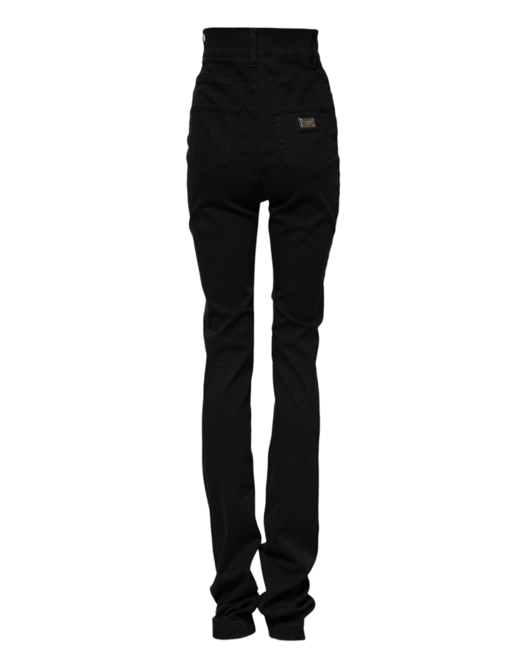Indulge in the exquisite Dolce & Gabbana Black Cotton High Waist Skinny Denim Jeans, where unparalleled craftsmanship meets timeless elegance for the modern connoisseur.
