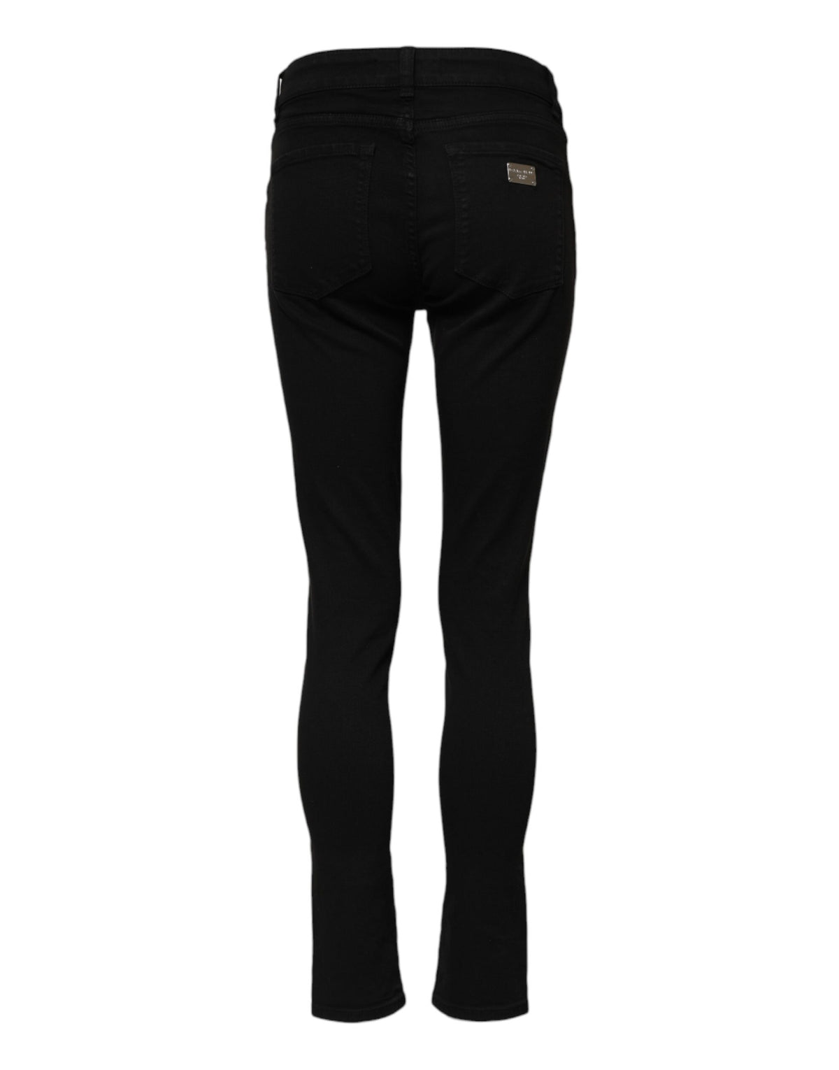 Indulge in the exquisite Dolce & Gabbana Black Cotton Skinny Mid Waist Denim Jeans, crafted in Italy for a flawless fit that embodies luxury and sophistication.