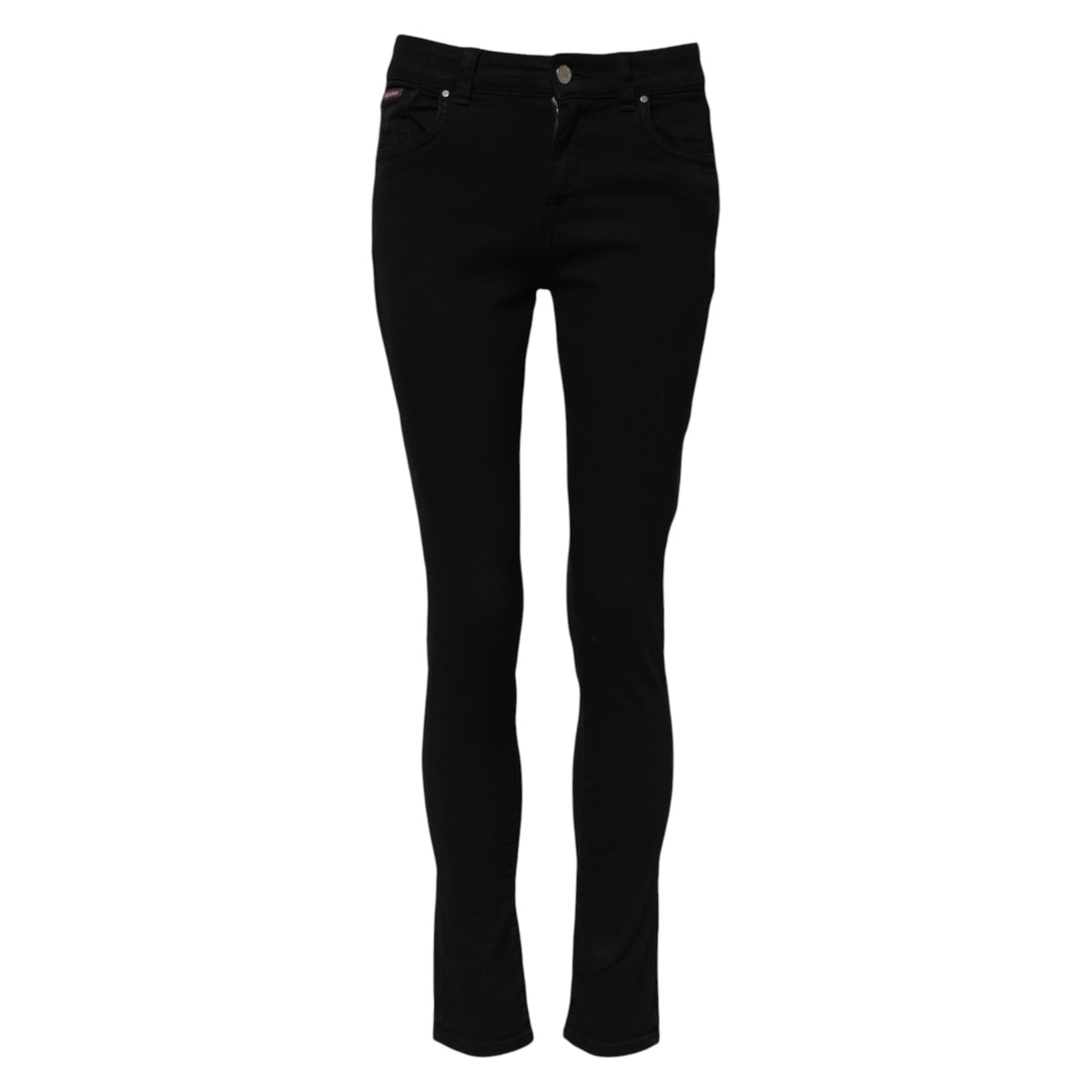 Indulge in the exquisite Dolce & Gabbana Black Cotton Skinny Mid Waist Denim Jeans, where luxurious craftsmanship meets timeless elegance, perfect for the discerning individual.