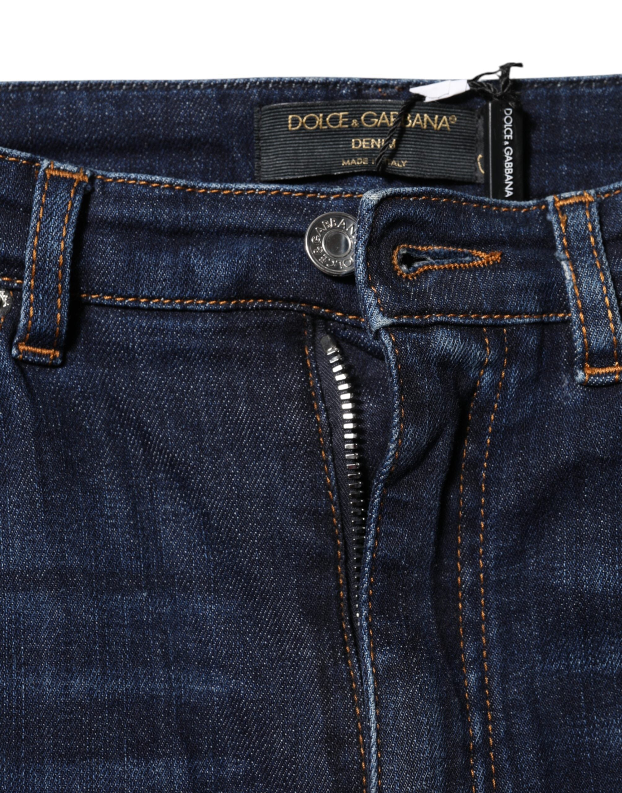 Indulge in the exquisite allure of Dolce & Gabbana's Blue GRACE High Waist Skinny Denim Jeans, crafted from premium cotton and elastane for a luxurious fit that embodies timeless elegance.