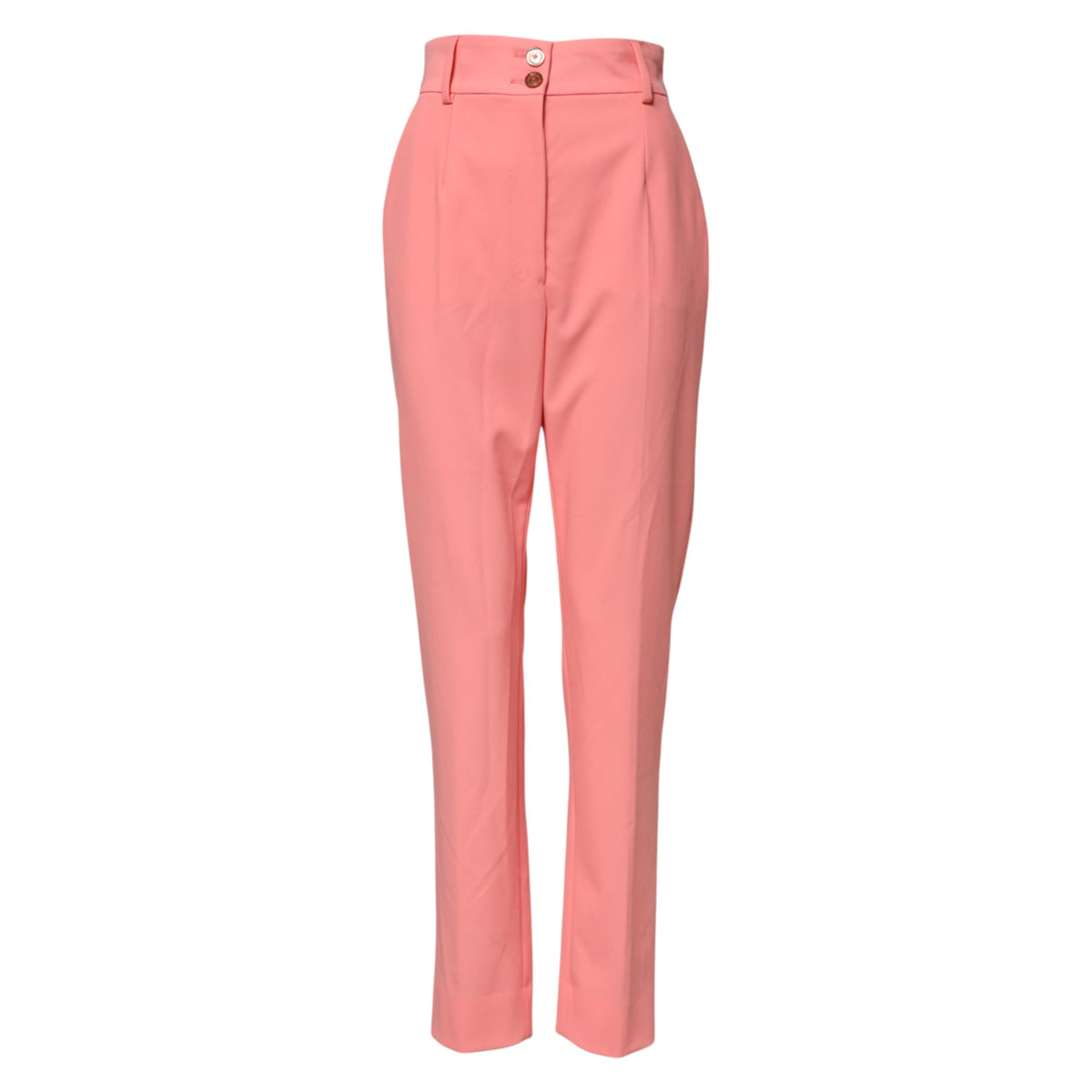Indulge in the exquisite allure of Dolce & Gabbana's Pink High Waist Tapered Dress Pants, crafted from a luxurious blend for an elegant, confident silhouette that embodies timeless sophistication.