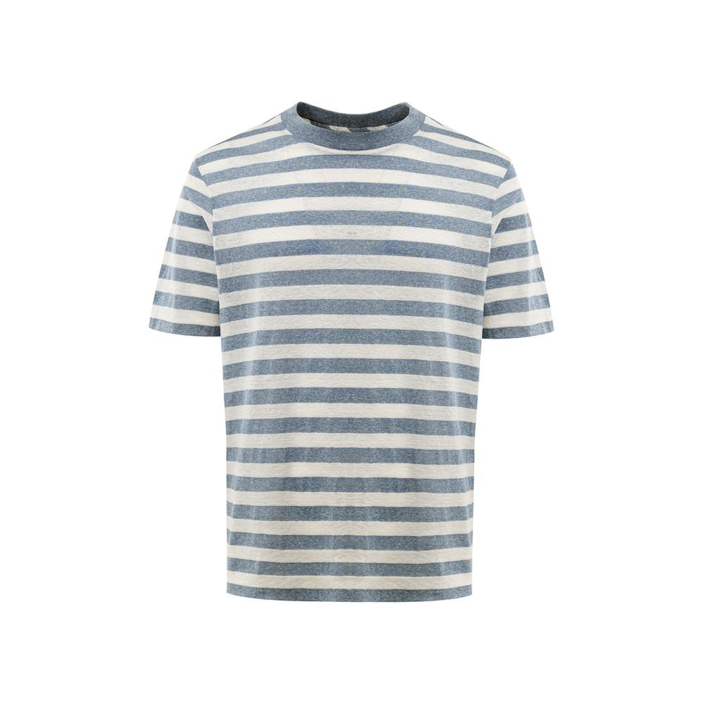 Indulge in the Gran Sasso Blue Cotton T-Shirt, a luxurious blend of 100% cotton that embodies timeless elegance and sophistication for the discerning individual.