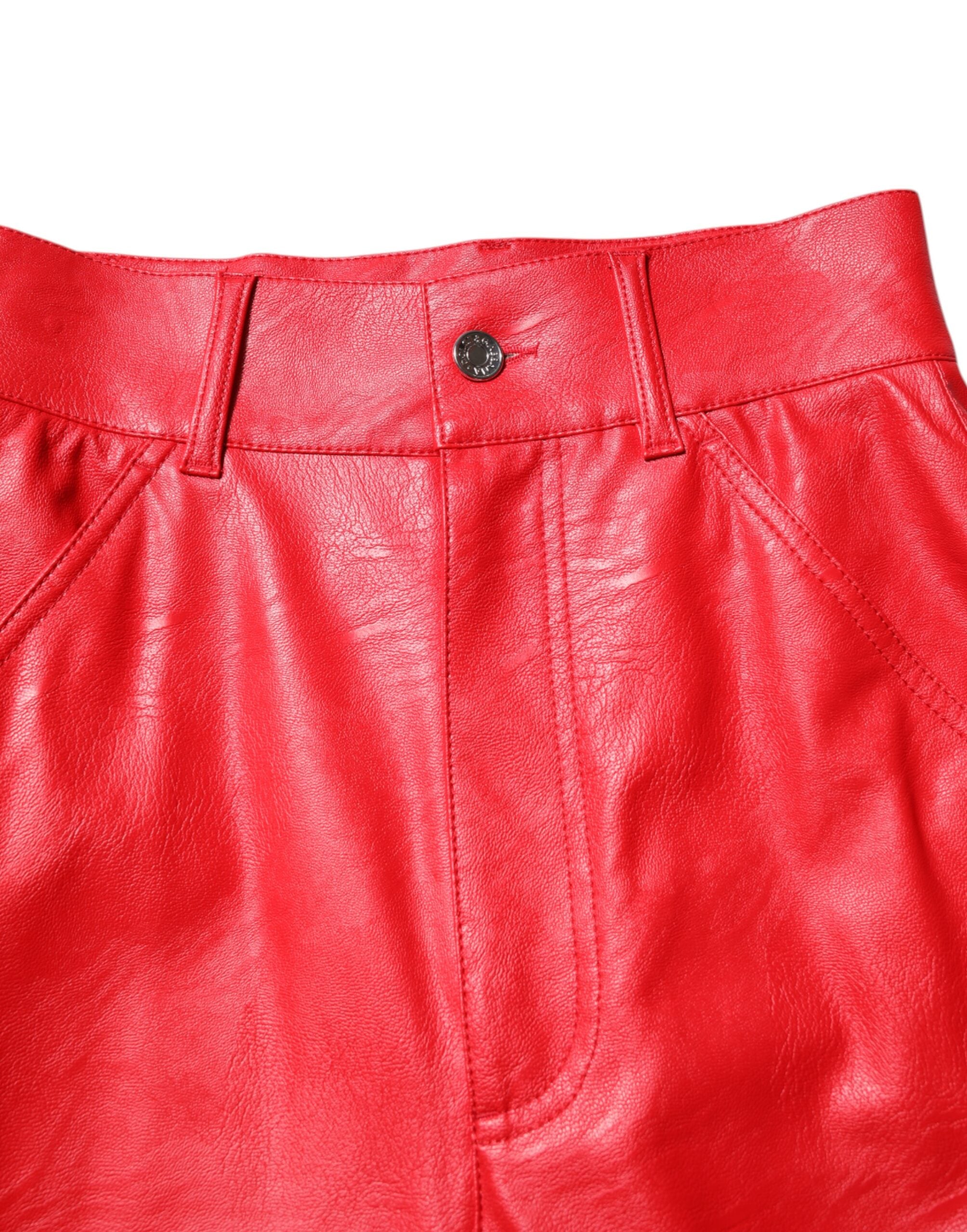 Elevate your wardrobe with Dolce & Gabbana's Red Viscose High Waist Tapered Trouser Pants, a luxurious blend of exquisite craftsmanship and timeless elegance, perfect for any occasion.