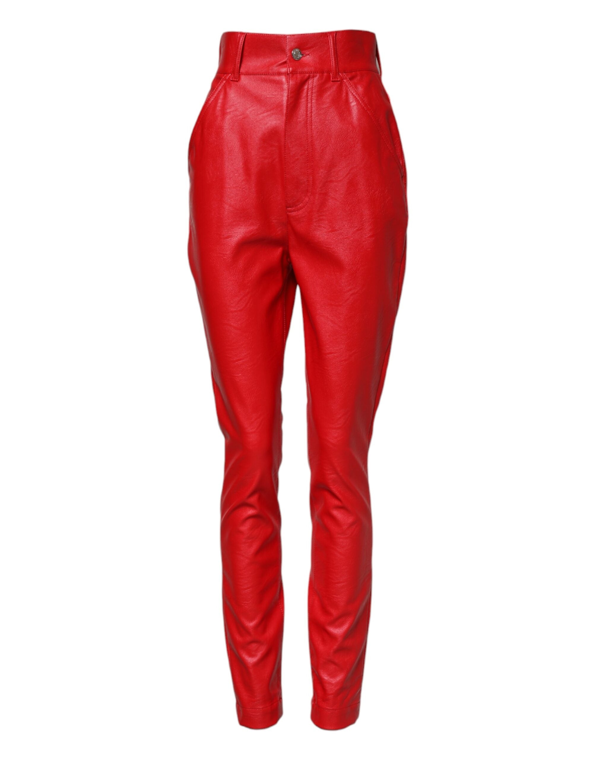 Elevate your wardrobe with Dolce & Gabbana's Red Viscose High Waist Tapered Trouser Pants, a masterpiece of Italian craftsmanship that embodies timeless elegance and allure.