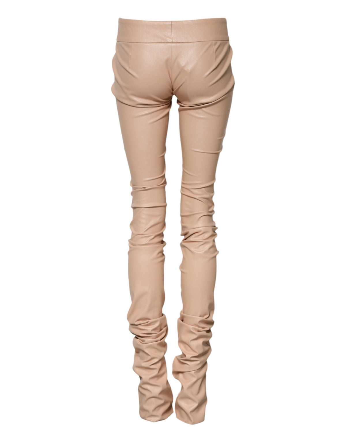 Indulge in the exquisite Dolce & Gabbana Beige Lace Details Mid Waist Skinny Pants, crafted from luxurious materials for timeless elegance and unparalleled allure.
