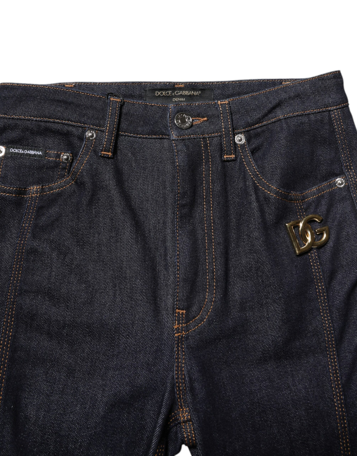 Indulge in the exquisite craftsmanship of Dolce & Gabbana's Black Cotton Mid Waist Bootcut Denim Jeans, a luxurious blend of elegance and comfort, perfect for any occasion.