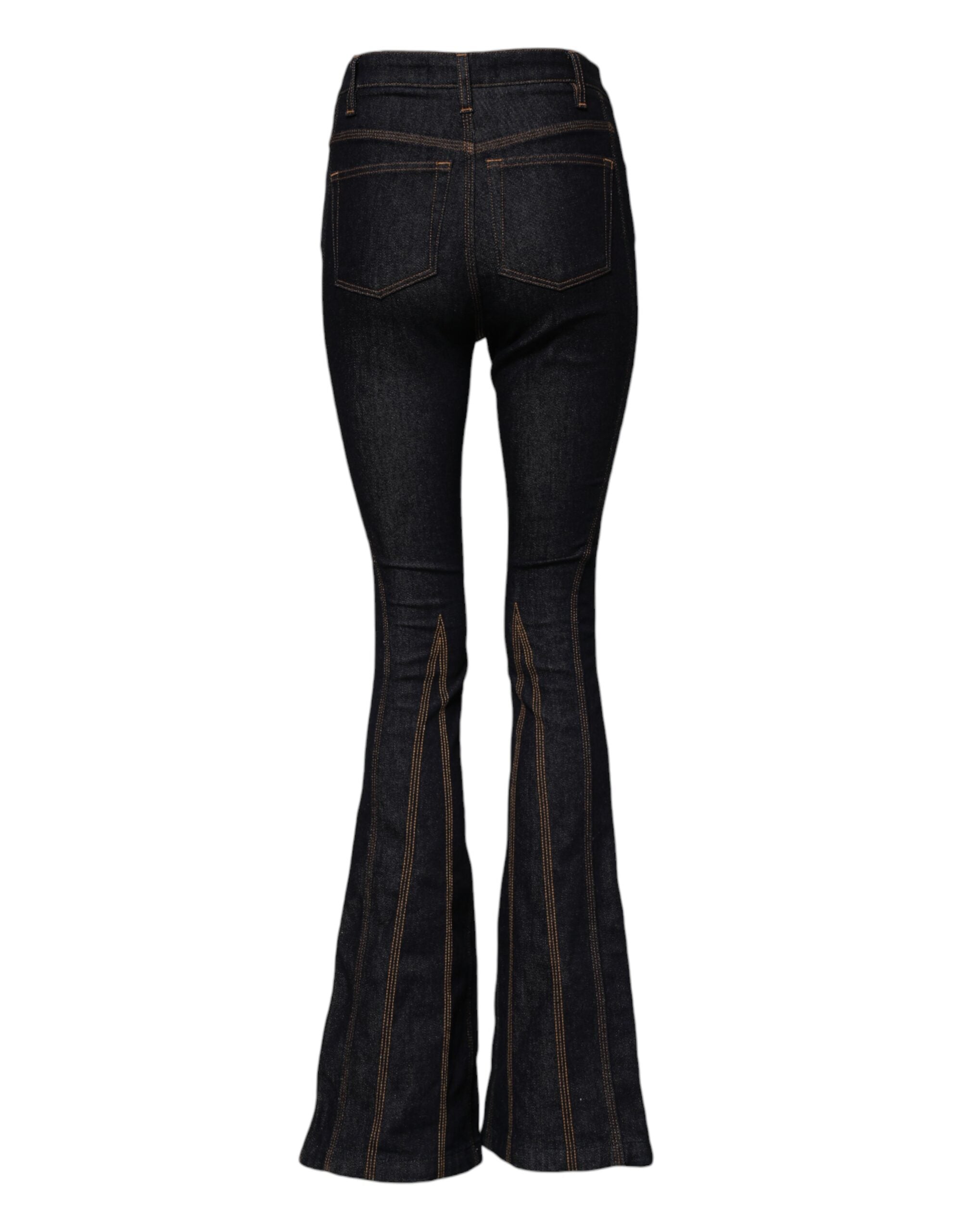 Indulge in the exquisite craftsmanship of Dolce & Gabbana's Black Cotton Mid Waist Bootcut Denim Jeans, where luxurious materials meet timeless elegance for the modern connoisseur.