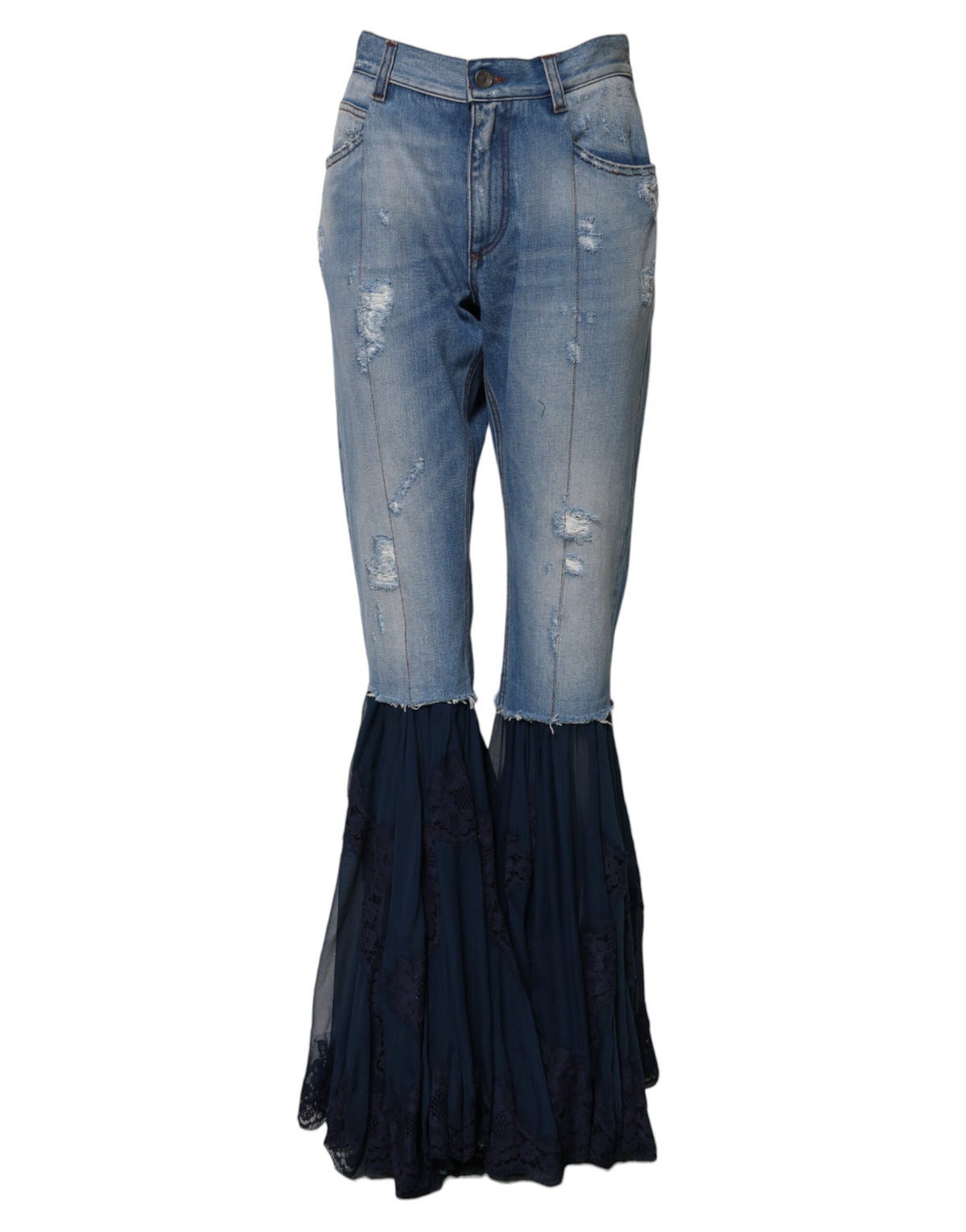 Indulge in the allure of Dolce & Gabbana's Blue Cotton High Waist Flared Denim Jeans, where exquisite Italian craftsmanship meets timeless elegance for a statement of sophistication.