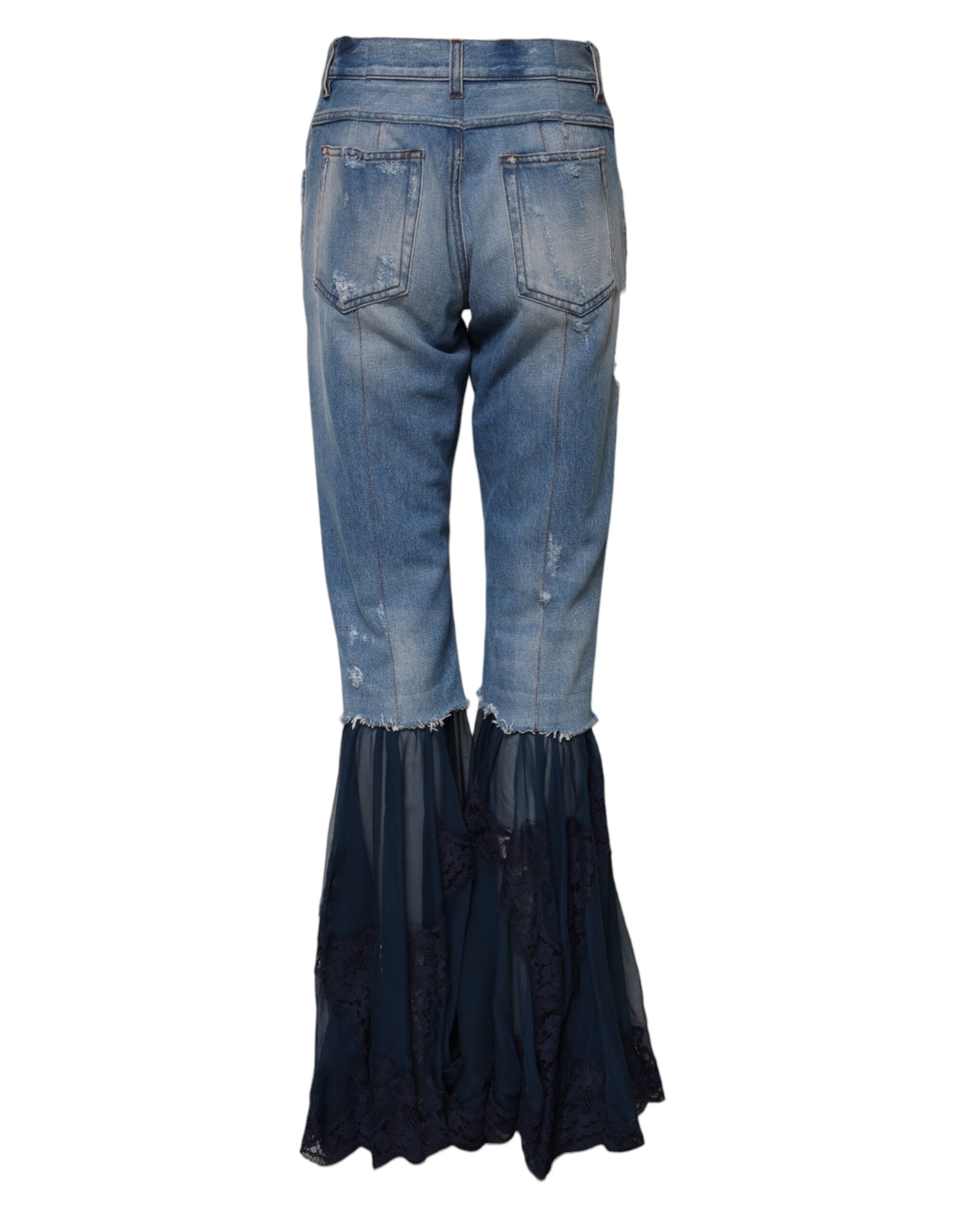 Indulge in the allure of Dolce & Gabbana's Blue Cotton High Waist Flared Denim Jeans, where luxurious craftsmanship meets timeless elegance for the discerning individual.