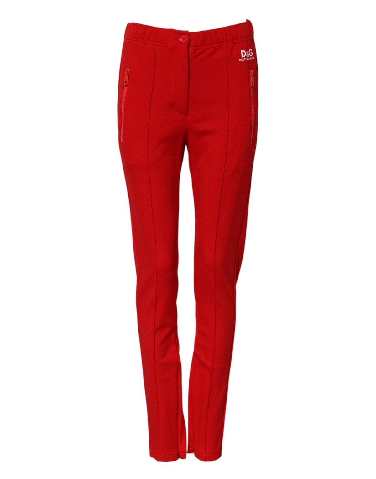 Dolce & Gabbana Red Mid Waist Slim Fit Pants - Artisanal Elegance