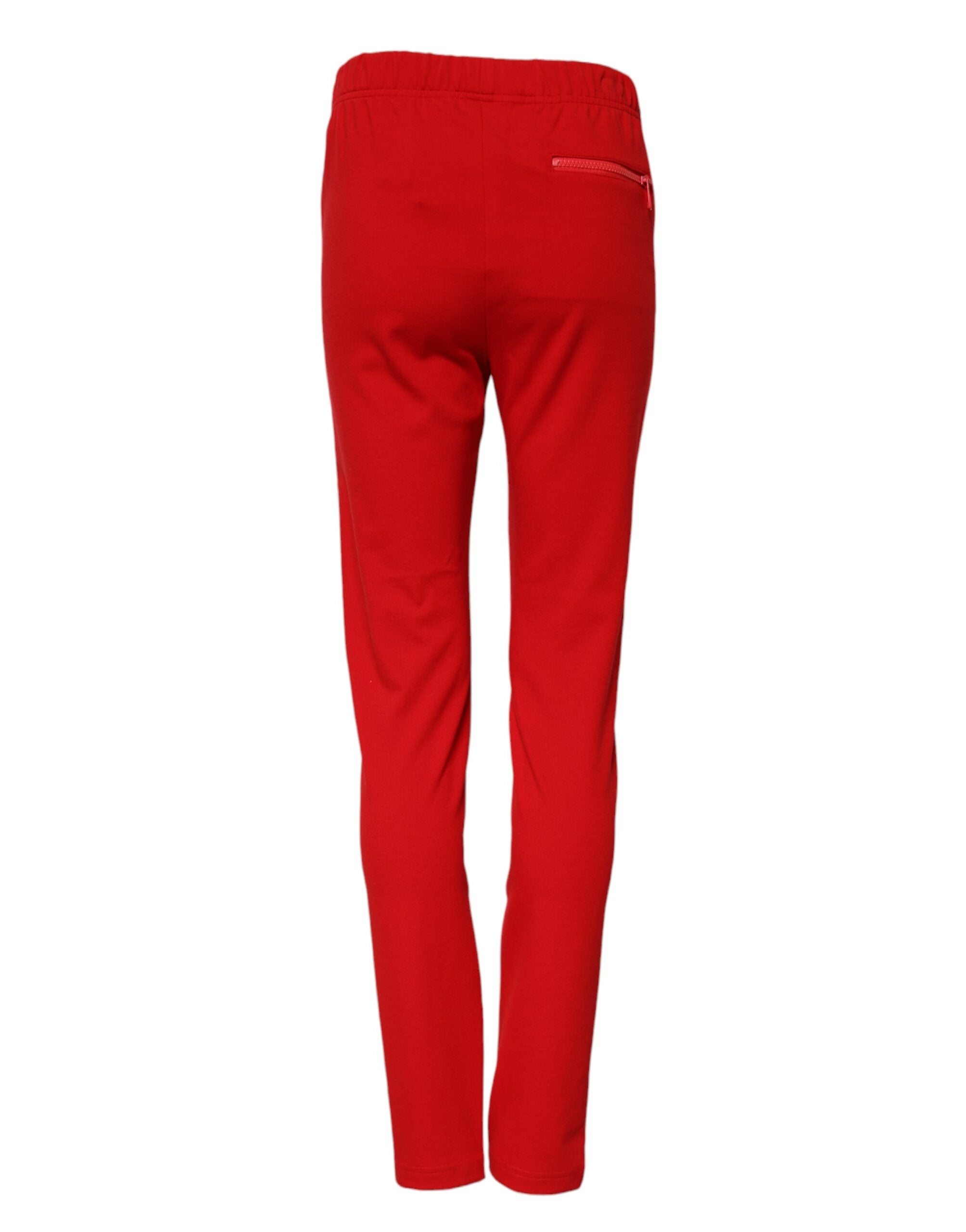 Dolce & Gabbana Red Mid Waist Slim Fit Pants - Exquisite Elegance