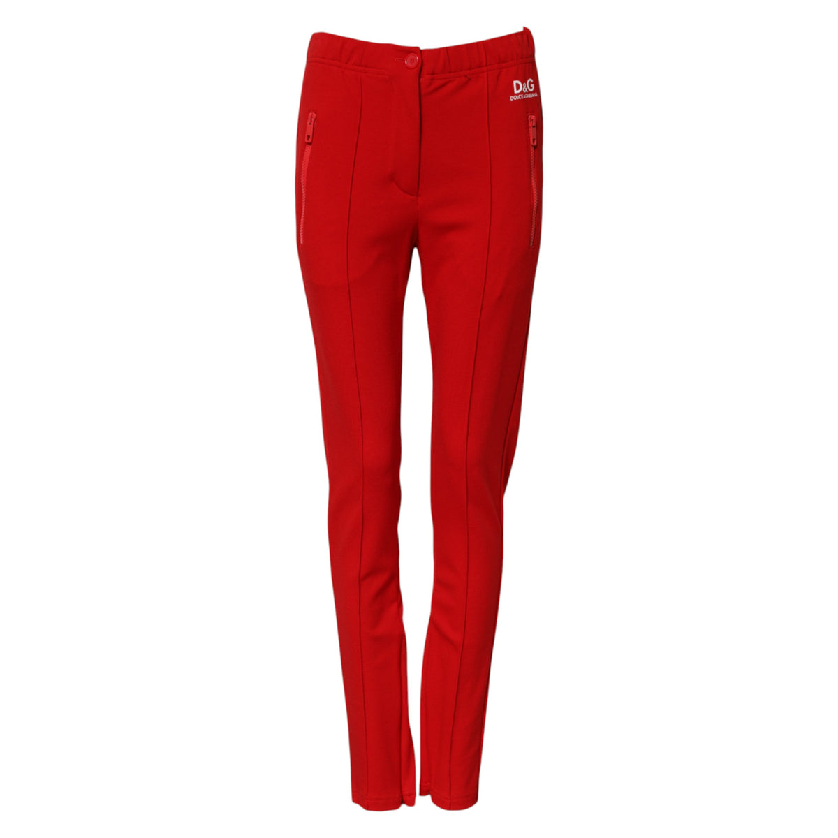 Dolce & Gabbana Red Mid Waist Slim Fit Pants - Artisanal Elegance