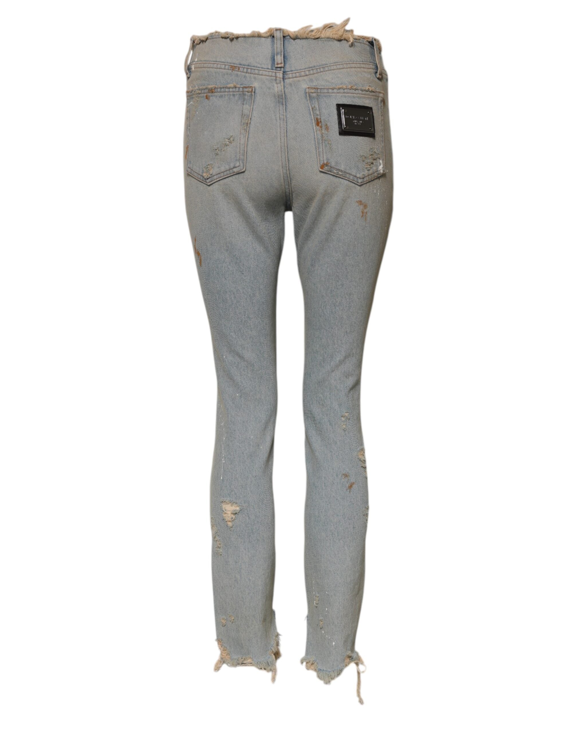 Indulge in the exquisite Dolce & Gabbana Light Blue High Waist Skinny Denim Jeans, crafted from premium cotton for a luxurious fit that elevates your style with unparalleled elegance.