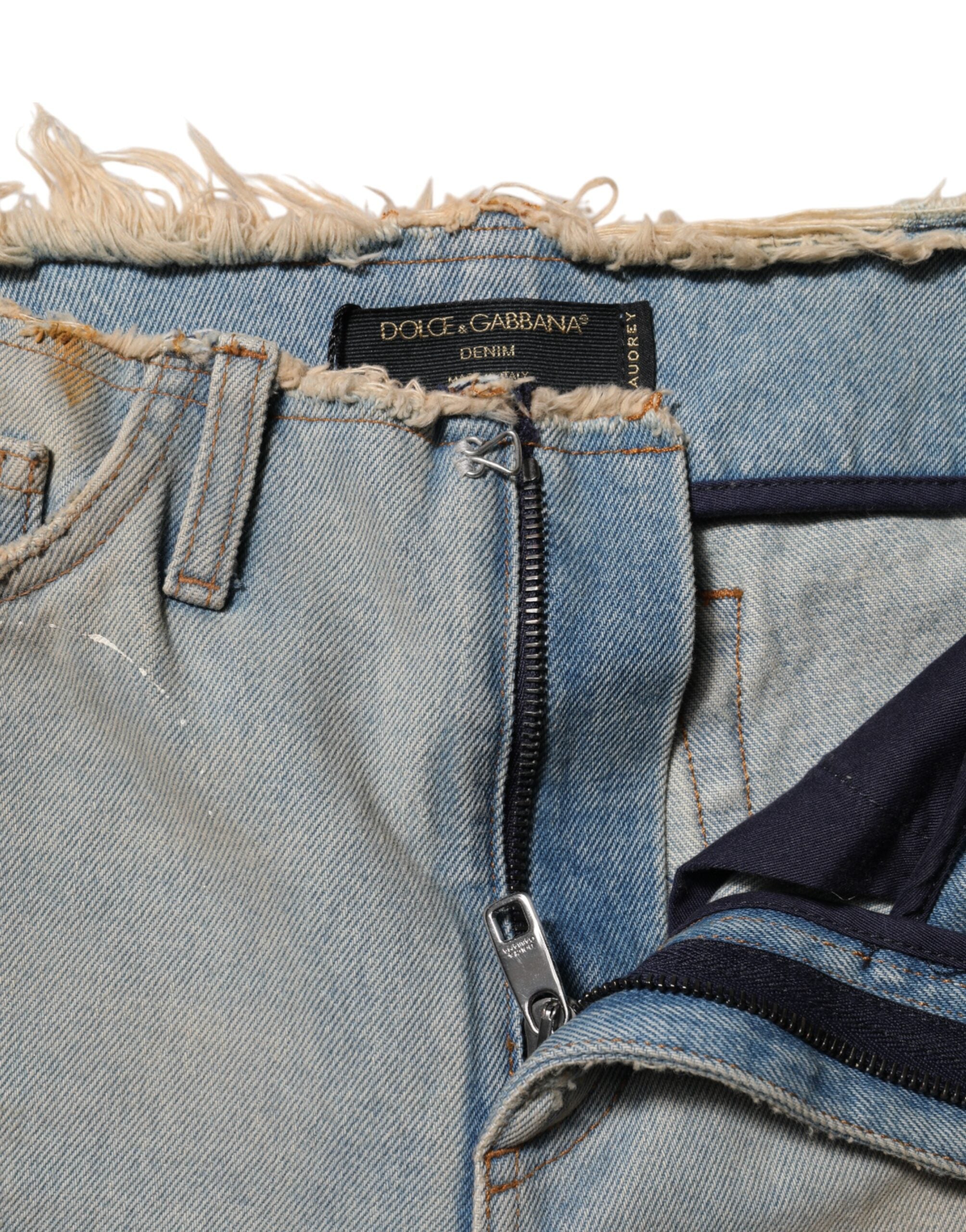 Elevate your wardrobe with Dolce & Gabbana Light Blue High Waist Skinny Denim Jeans, crafted from premium cotton for a luxurious fit that embodies modern elegance and sophistication.