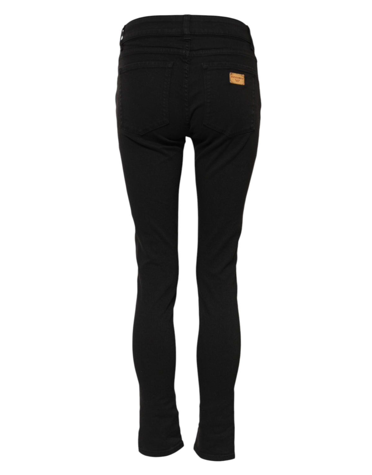 Indulge in the exquisite craftsmanship of Dolce & Gabbana's Black Cotton Skinny Mid Waist Denim Jeans, where luxurious comfort meets timeless elegance for the discerning individual.