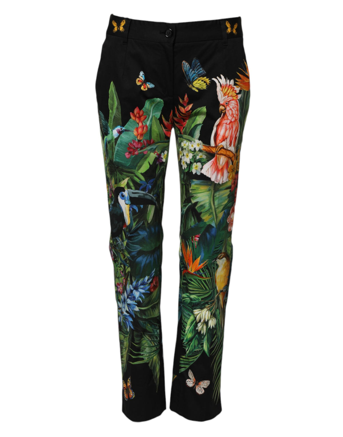 Experience the exquisite craftsmanship of Dolce & Gabbana's Black Cotton Tropical Mid Waist Pants, where luxury meets timeless elegance for the discerning individual.