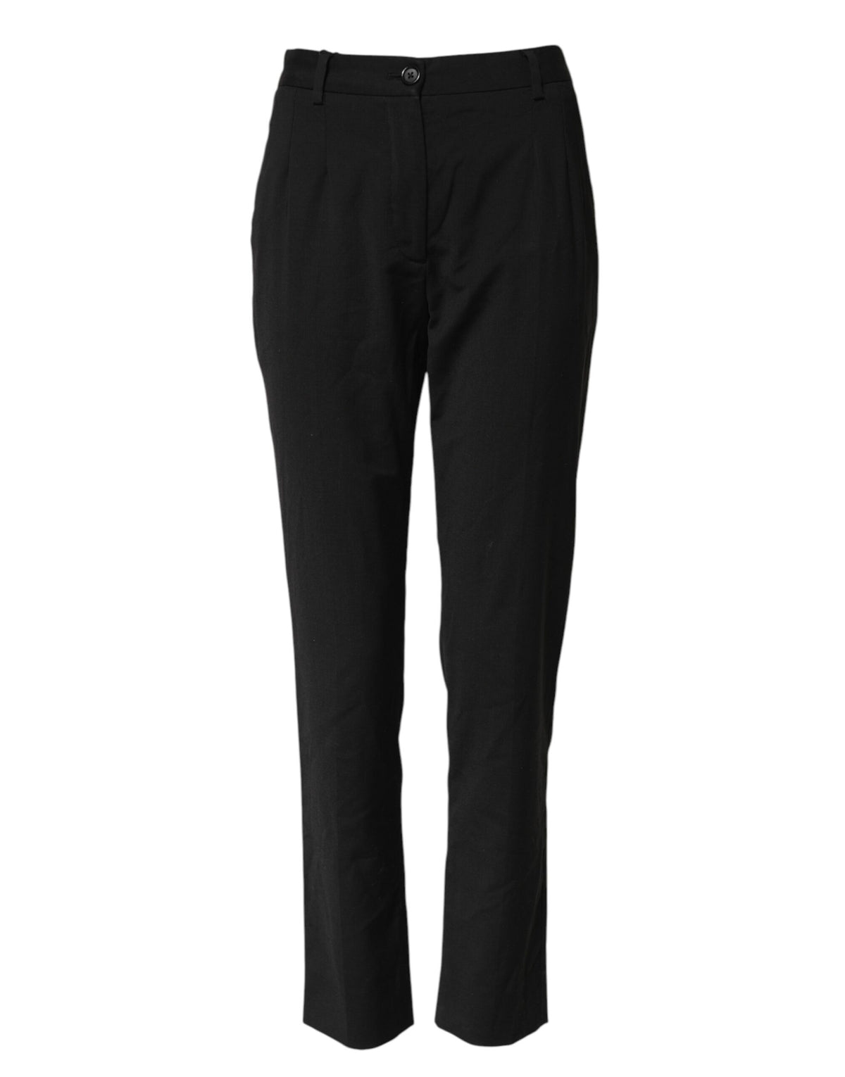 Indulge in the exquisite craftsmanship of Dolce & Gabbana's Black STAFF High Waist Tapered Pants, a luxurious blend of virgin wool and polyester that defines elegance.