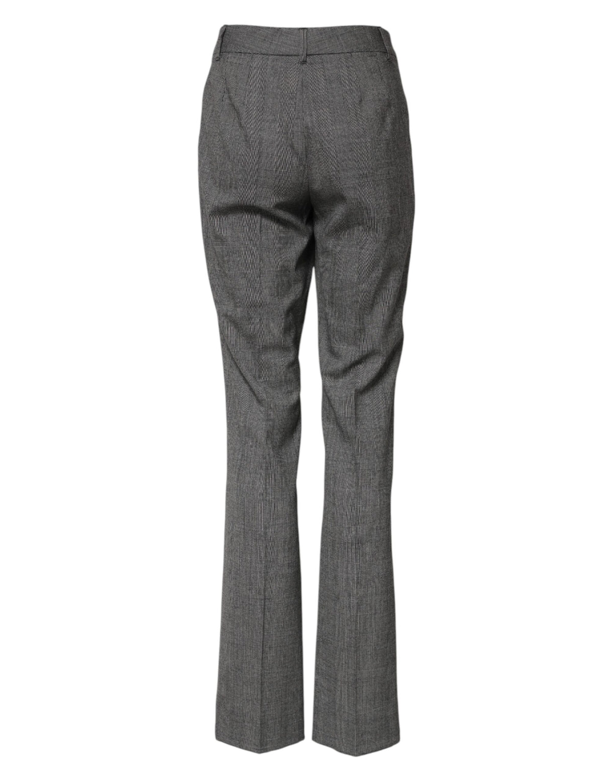 Indulge in the exquisite Dolce & Gabbana Gray Checkered High Waist Flared Pants, crafted from luxurious virgin wool for a silhouette that embodies sophistication and allure.