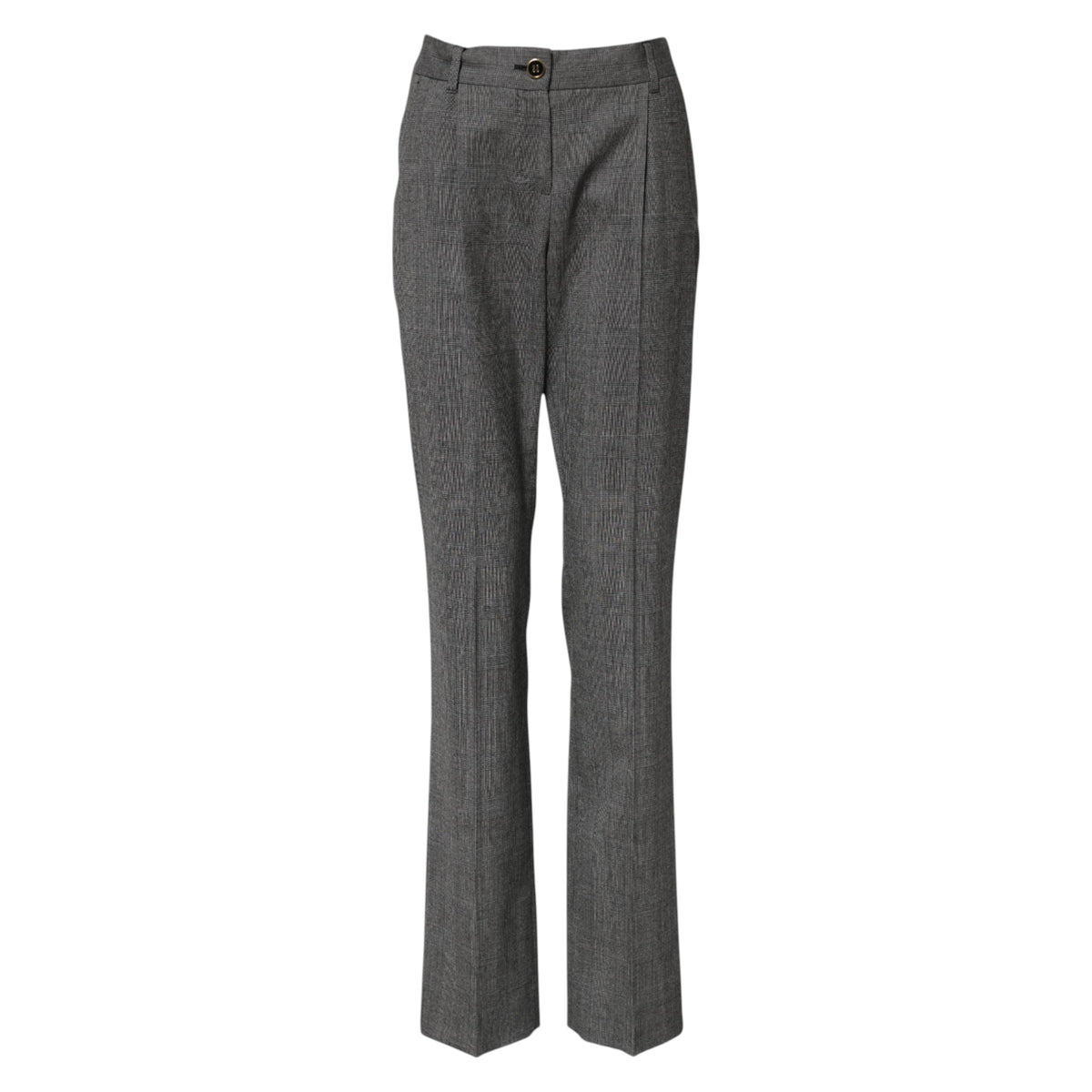 Indulge in the exquisite Dolce & Gabbana Gray Checkered High Waist Flared Pants, crafted from luxurious virgin wool, embodying timeless elegance for the discerning individual.