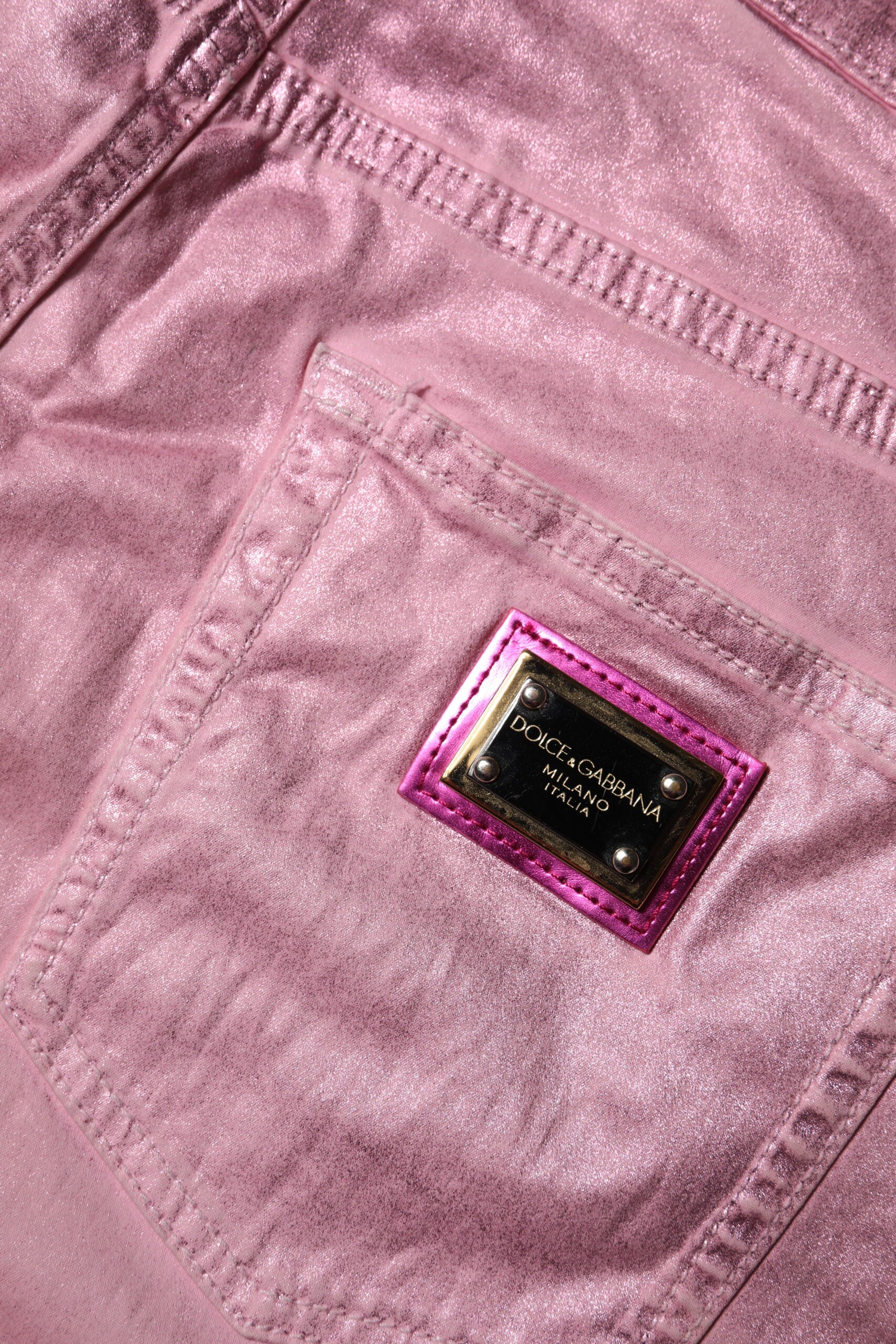 Indulge in the exquisite Dolce & Gabbana Pink GRACE High Waisted Skinny Denim Jeans, crafted from premium cotton and elastane, embodying elegance and confidence for the discerning individual.