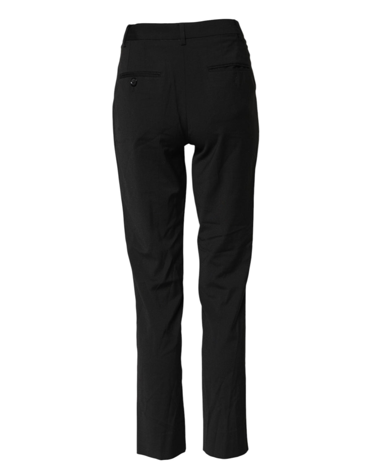 Elevate your wardrobe with Dolce & Gabbana's Black STAFF Mid Waist Tapered Pants, a masterpiece of Italian craftsmanship in luxurious virgin wool and elastane.