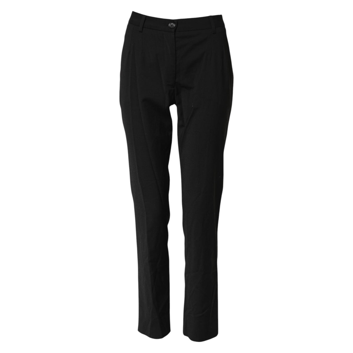 Elevate your wardrobe with Dolce & Gabbana's Black STAFF Mid Waist Tapered Pants, crafted in Italy from luxurious materials for timeless sophistication and effortless elegance.