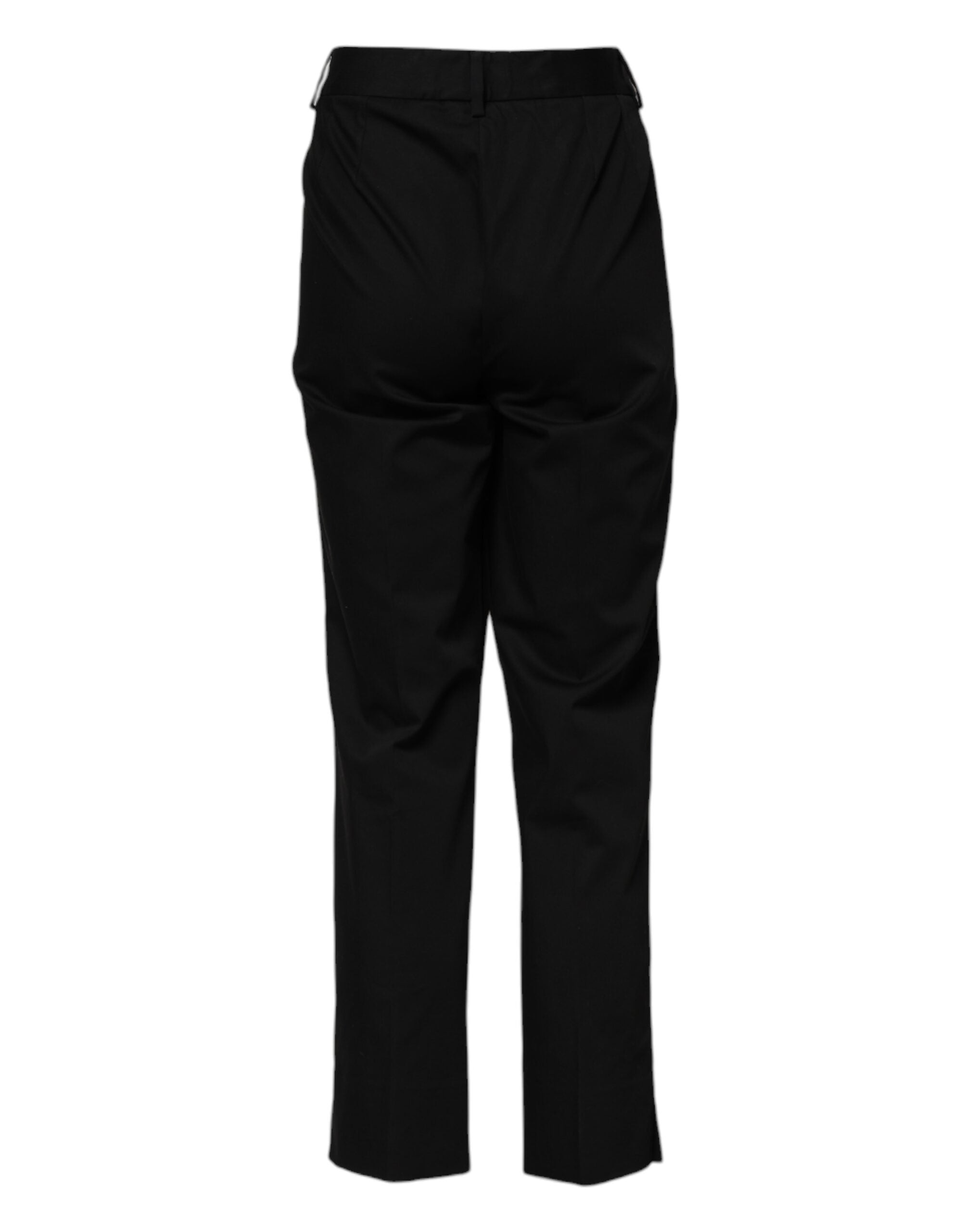 Indulge in the exquisite craftsmanship of Dolce & Gabbana's Black Cotton High Waist Formal Pants, a timeless piece that embodies luxury and elegance for the discerning individual.