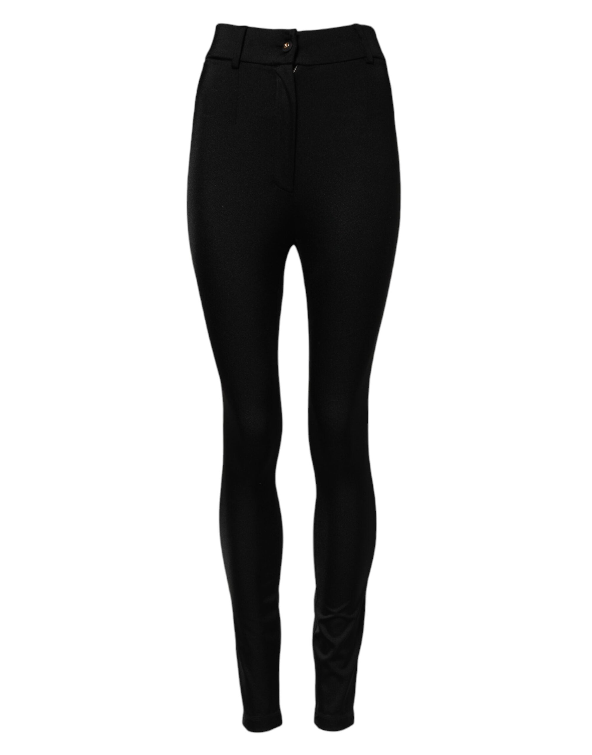 Elevate your wardrobe with Dolce & Gabbana's Black High Waisted Skinny Leggings, crafted from luxurious nylon and elastane, embodying Italian sophistication and timeless allure.