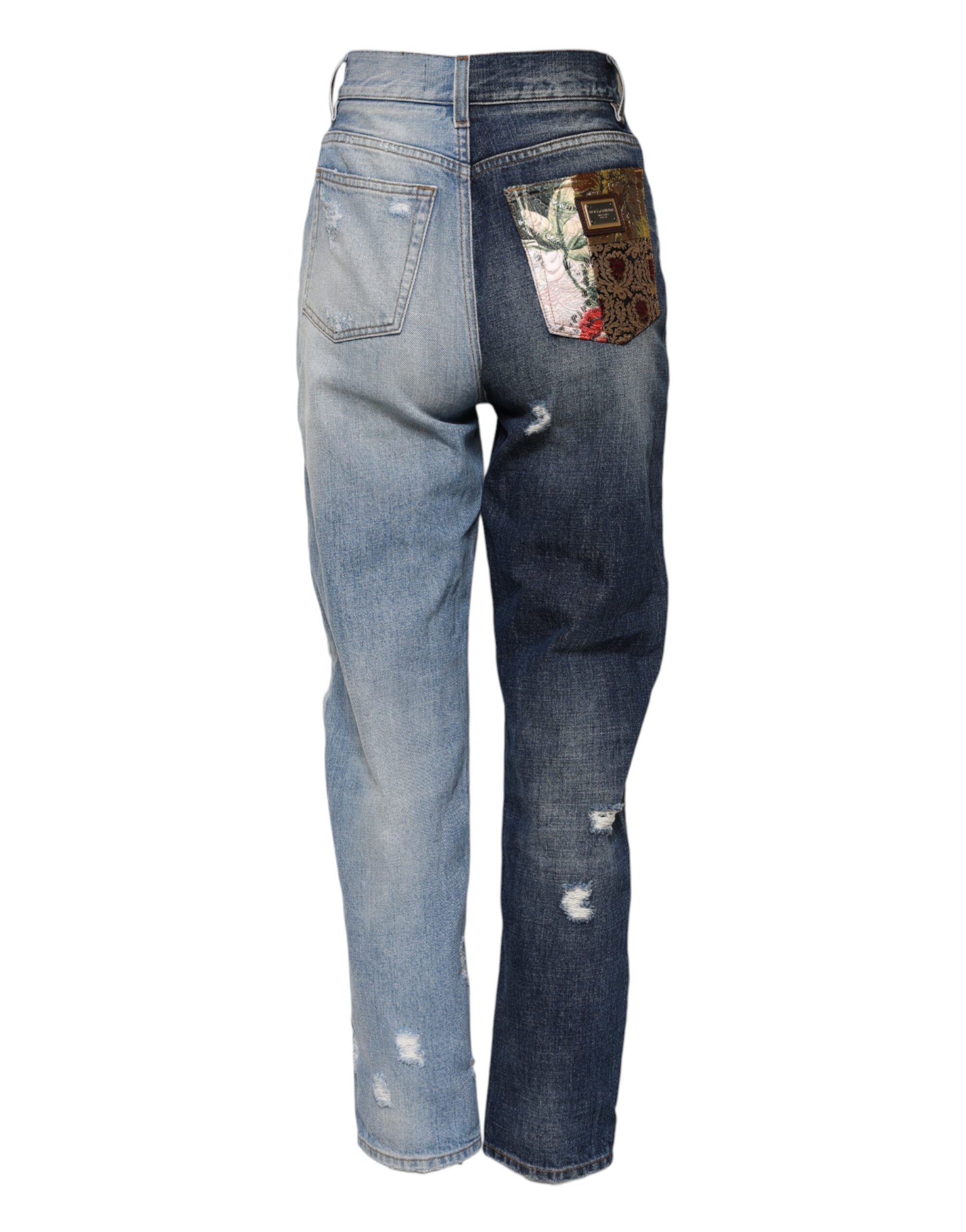 Elevate your wardrobe with Dolce & Gabbana's Multicolor Patchwork Tapered Denim Jeans, a masterpiece of Italian craftsmanship blending luxury and artistry for the discerning individual.