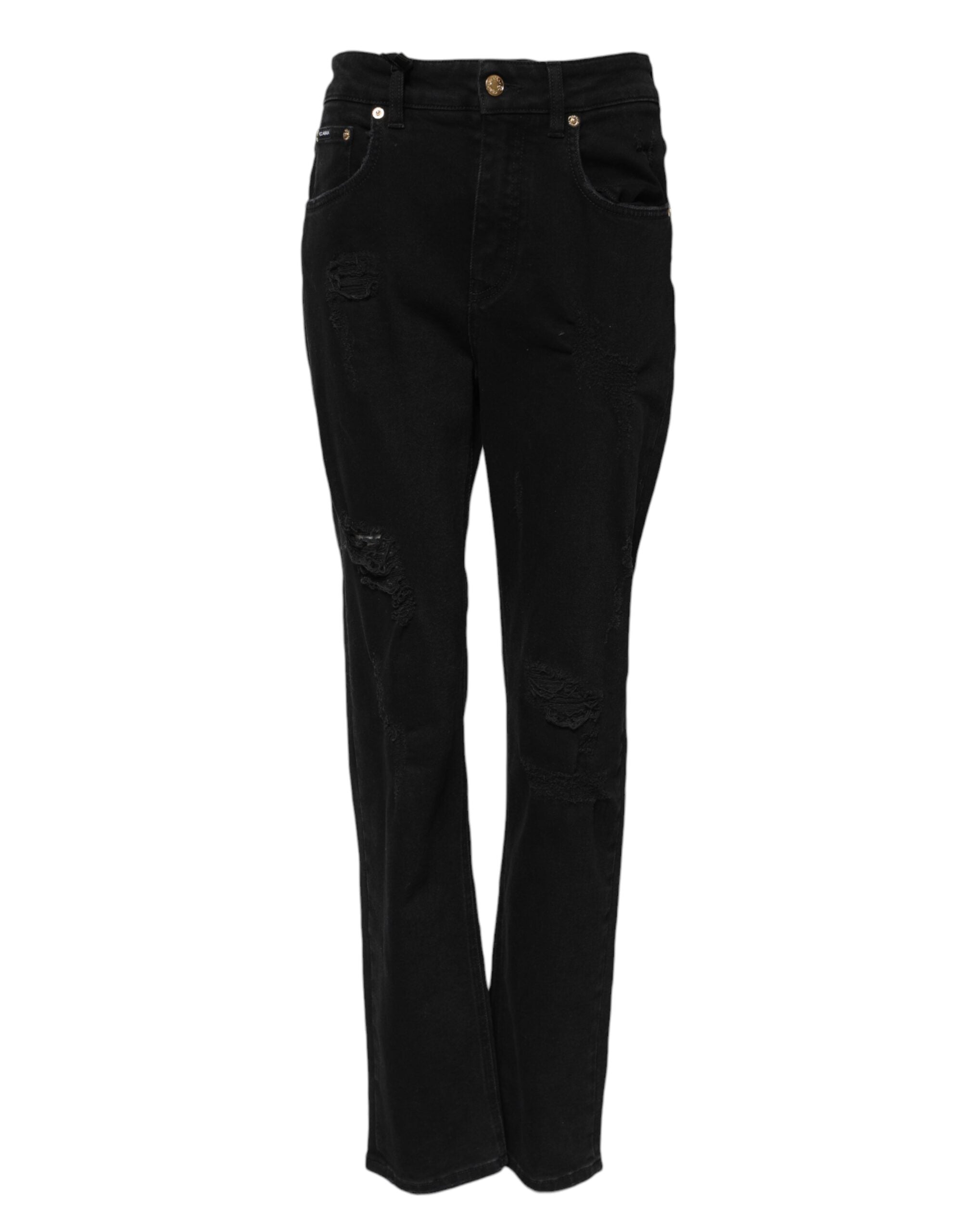 Elevate your wardrobe with Dolce & Gabbana's Black Boyfriend Cotton Flared Denim Jeans, a masterpiece of Italian craftsmanship that embodies luxury and sophistication.