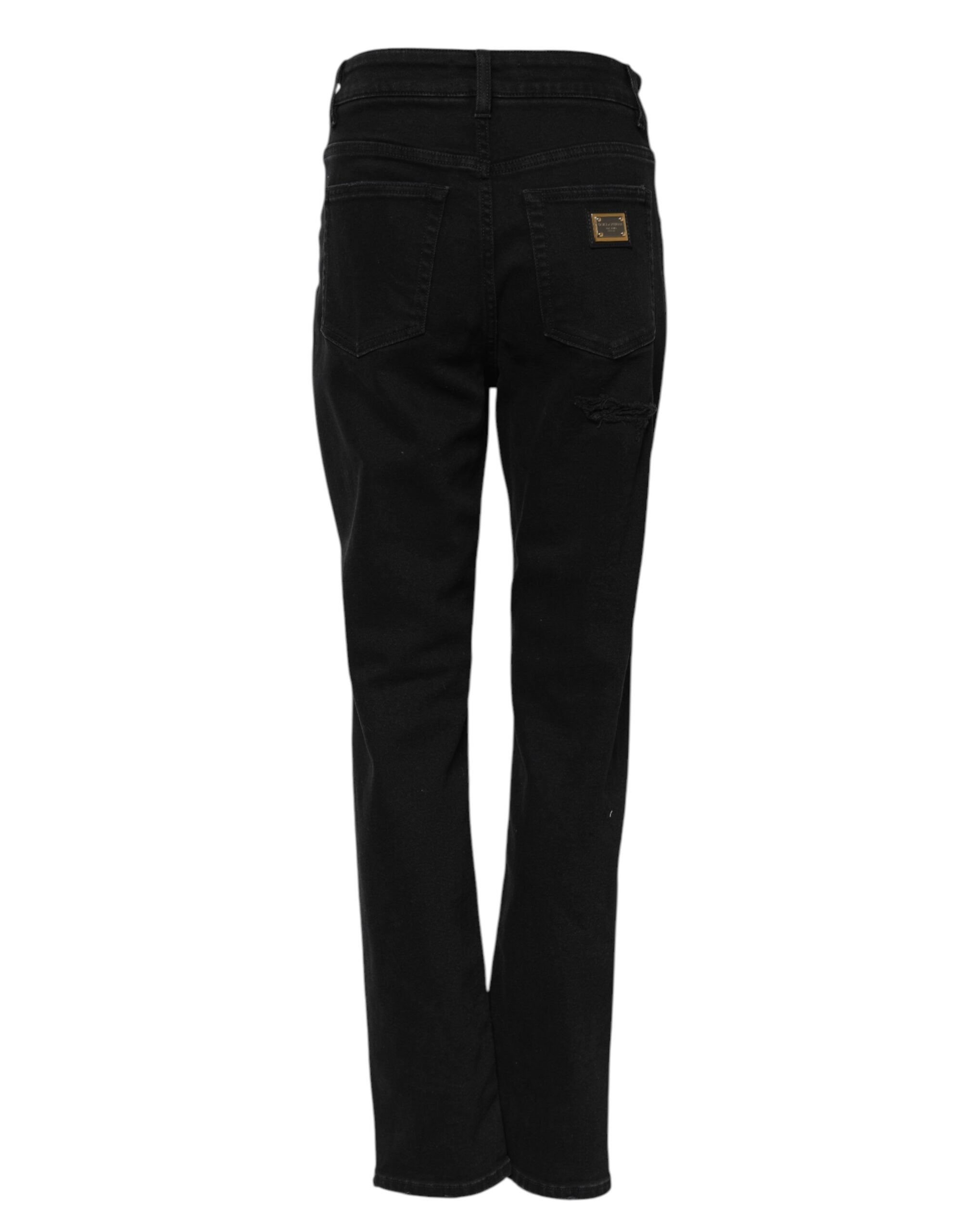 Experience the allure of Dolce & Gabbana's Black Boyfriend Cotton Flared Denim Jeans, where exquisite craftsmanship meets luxurious comfort, redefining elegance for every occasion.