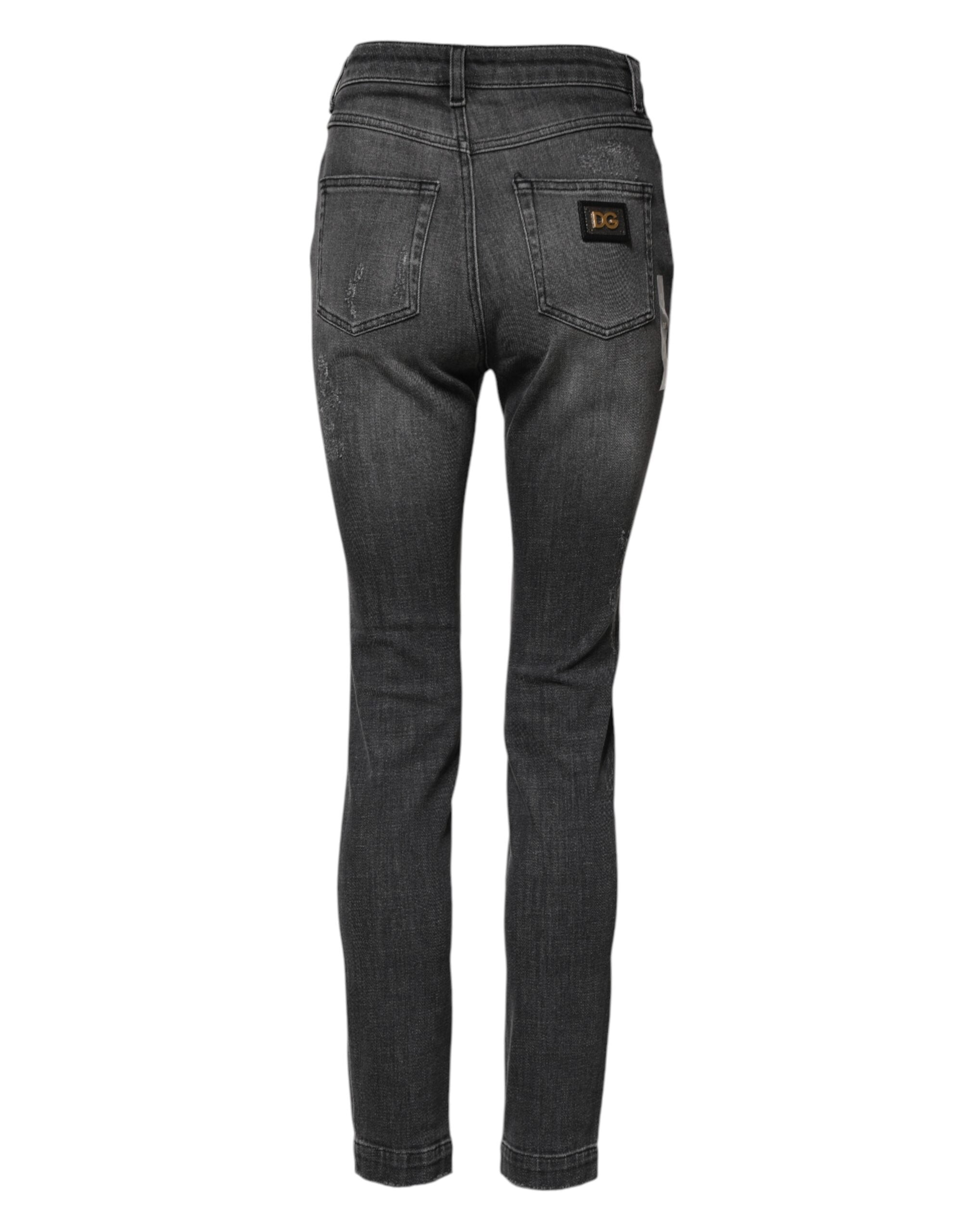 Elevate your style with Dolce & Gabbana's Dark Gray AUDREY Cotton Skinny Denim Jeans, where Italian craftsmanship meets luxurious comfort for the discerning individual.