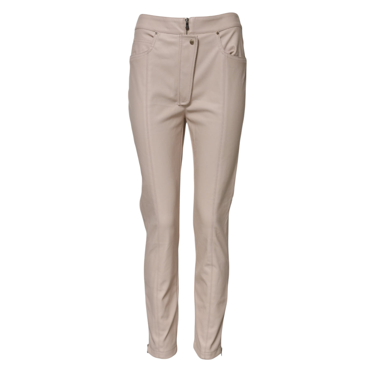 Discover the Elisabetta Franchi Beige High Waist Tapered Pants, a masterpiece of Italian craftsmanship, blending luxury with timeless elegance for every occasion.