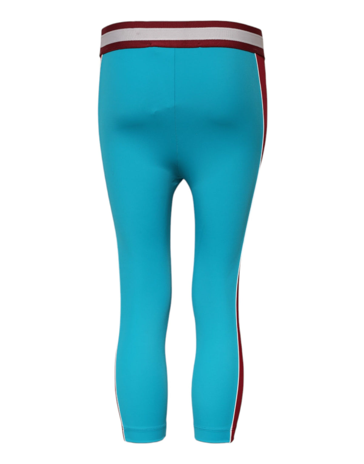 Elevate your style with Dolce & Gabbana's Blue Nylon Slim Fit Cropped Leggings, crafted in Italy for a luxurious blend of elegance and sensuality, perfect for any occasion.
