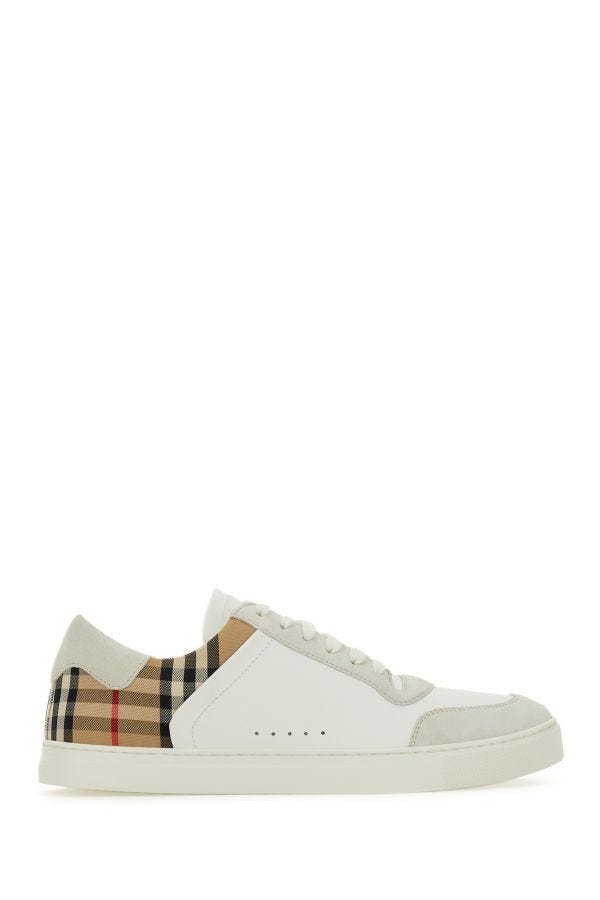 Burberry White Multicolor Calf Leather Sneakers - DEA STILOSA MILANO