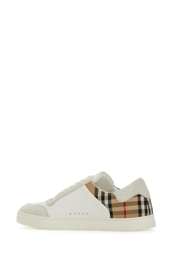 Burberry White Multicolor Calf Leather Sneakers - DEA STILOSA MILANO