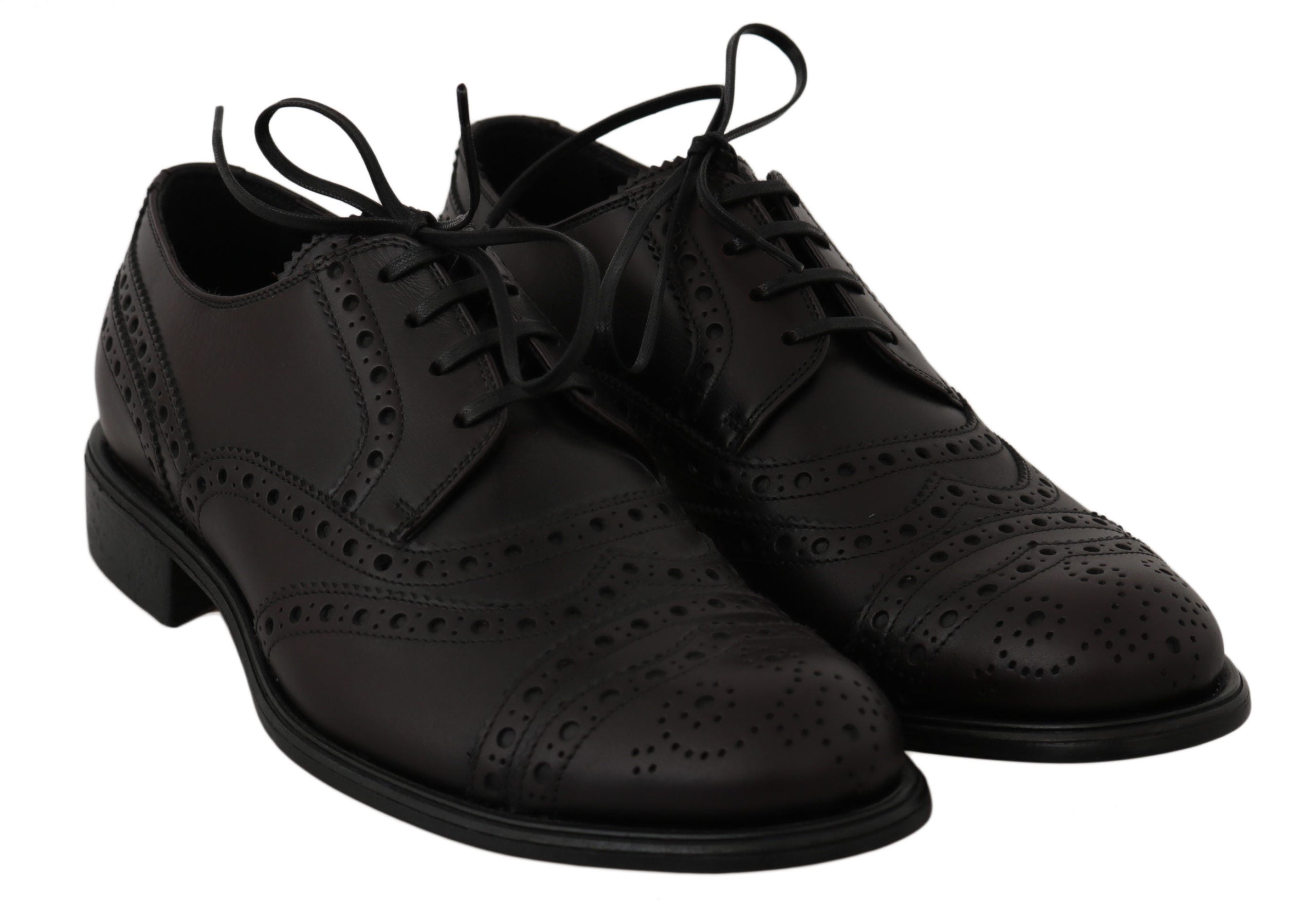Dolce & Gabbana Black Leather Wingtip Oxford Dress Shoes