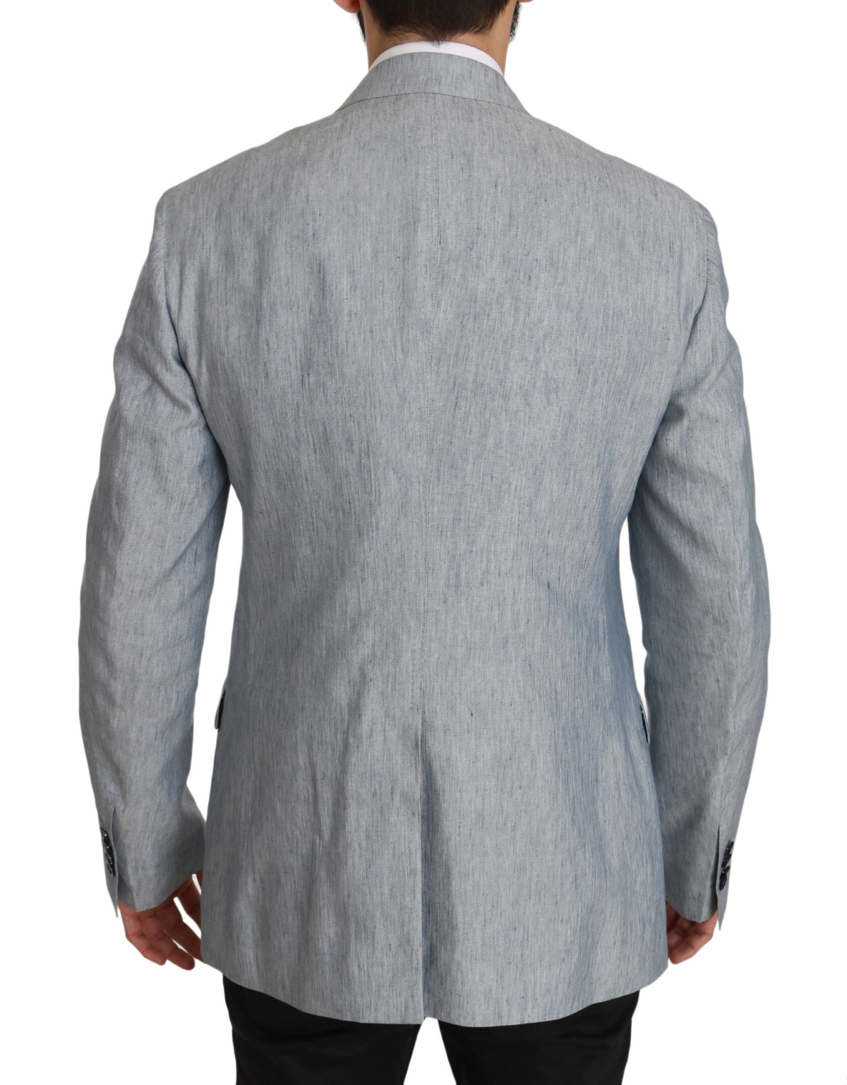 Discover the Dolce & Gabbana Blue Flax NAPOLI Jacket Coat Blazer, a luxurious blend of flax and silk, epitomizing exquisite Italian craftsmanship and timeless elegance.