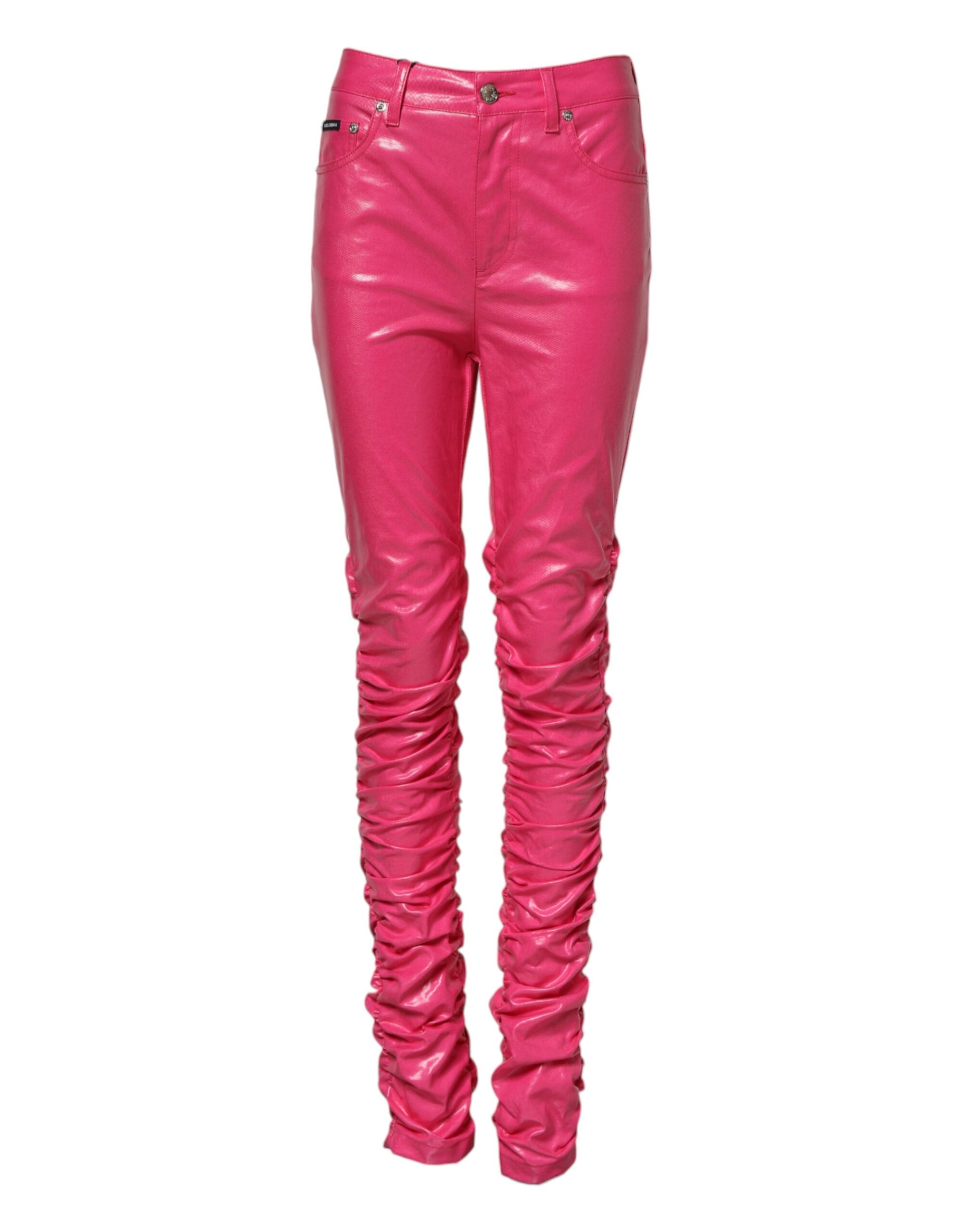 Elevate your style with Dolce & Gabbana's Pink Cotton High Waisted Skinny Denim Jeans, a luxurious blend of Italian craftsmanship and timeless elegance for the discerning individual.