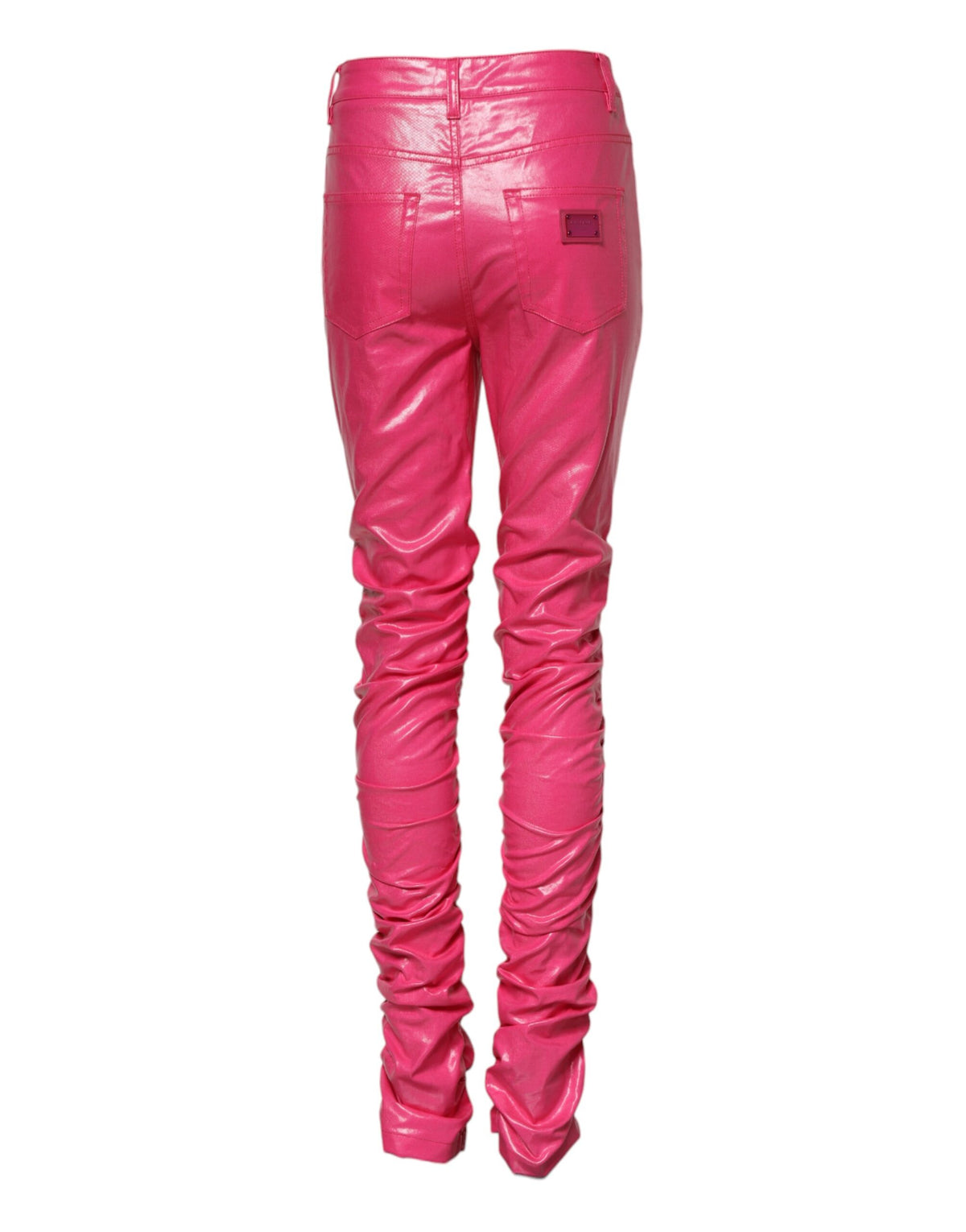 Elevate your style with Dolce & Gabbana's Pink Cotton High Waisted Skinny Denim Jeans, a luxurious blend of Italian craftsmanship and timeless elegance for the discerning individual.