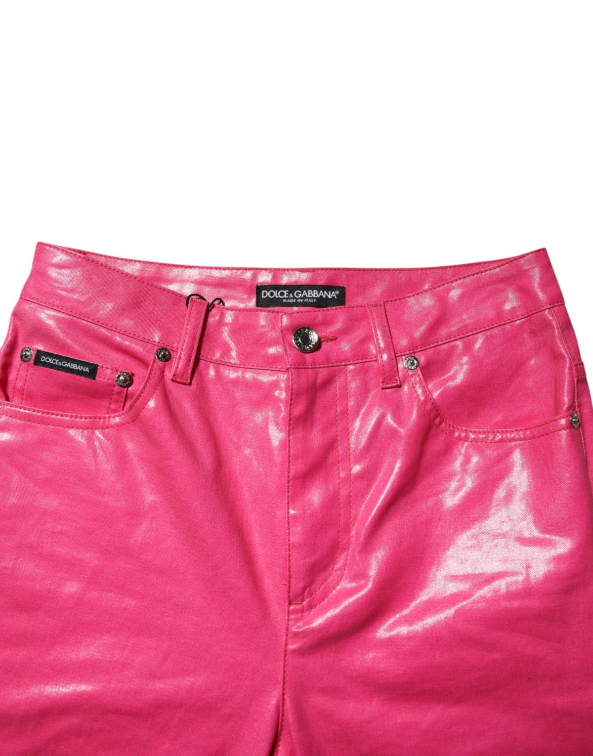 Elevate your wardrobe with Dolce & Gabbana's Pink Cotton High Waisted Skinny Denim Jeans, a luxurious blend of Italian craftsmanship and timeless elegance.