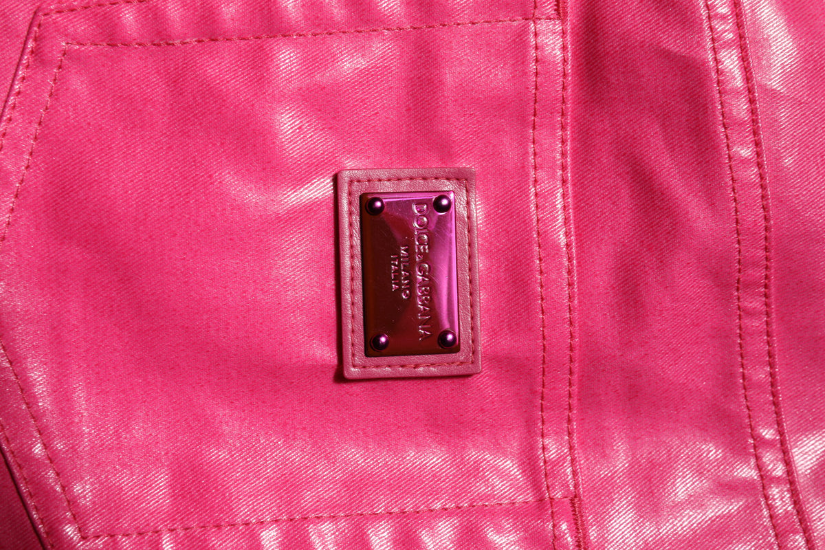 Elevate your style with Dolce & Gabbana's Pink Cotton High Waisted Skinny Denim Jeans, a luxurious blend of Italian craftsmanship and timeless elegance, designed for the discerning individual.