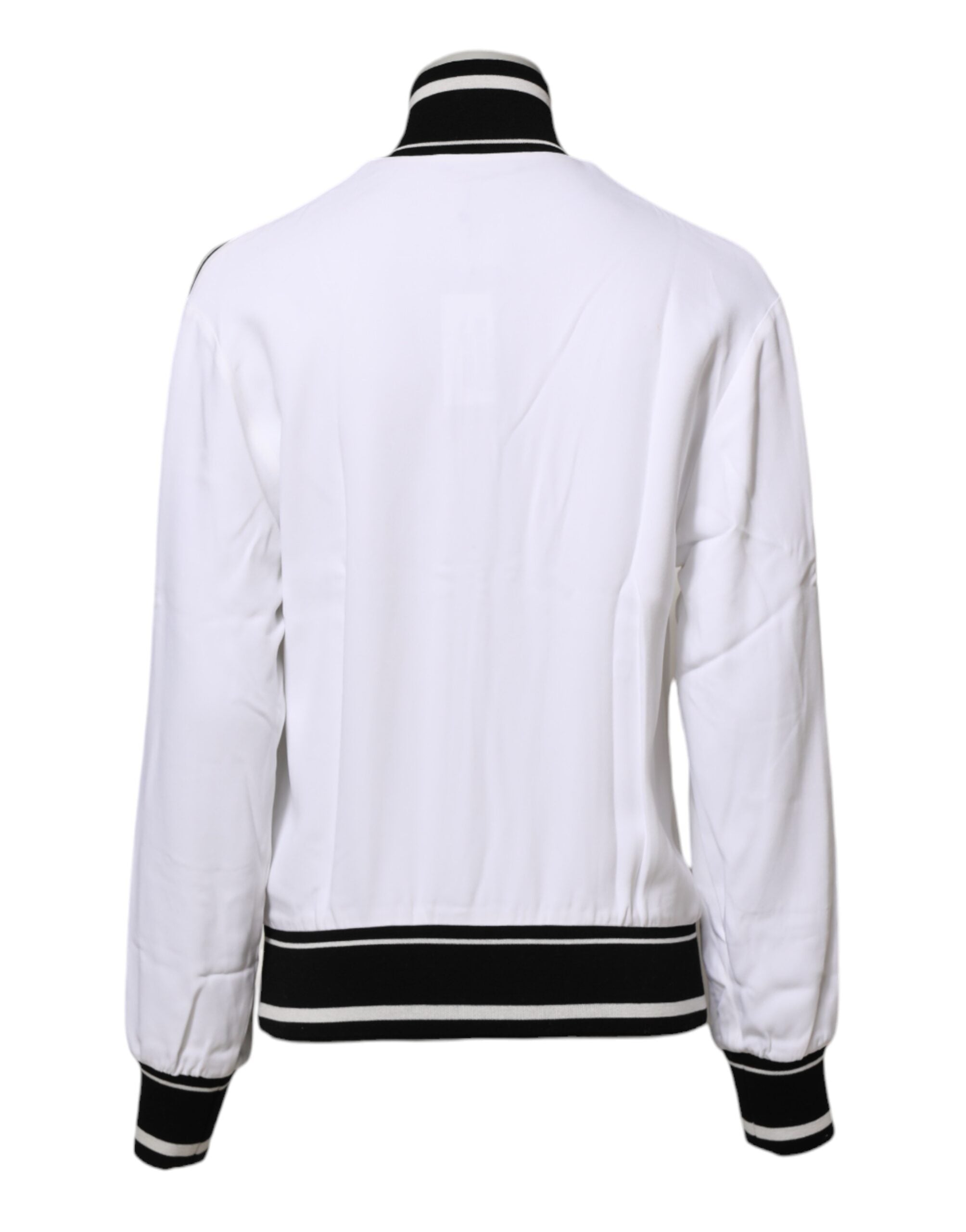 Dolce & Gabbana White Viscose Logo Women Full Zip Jacket