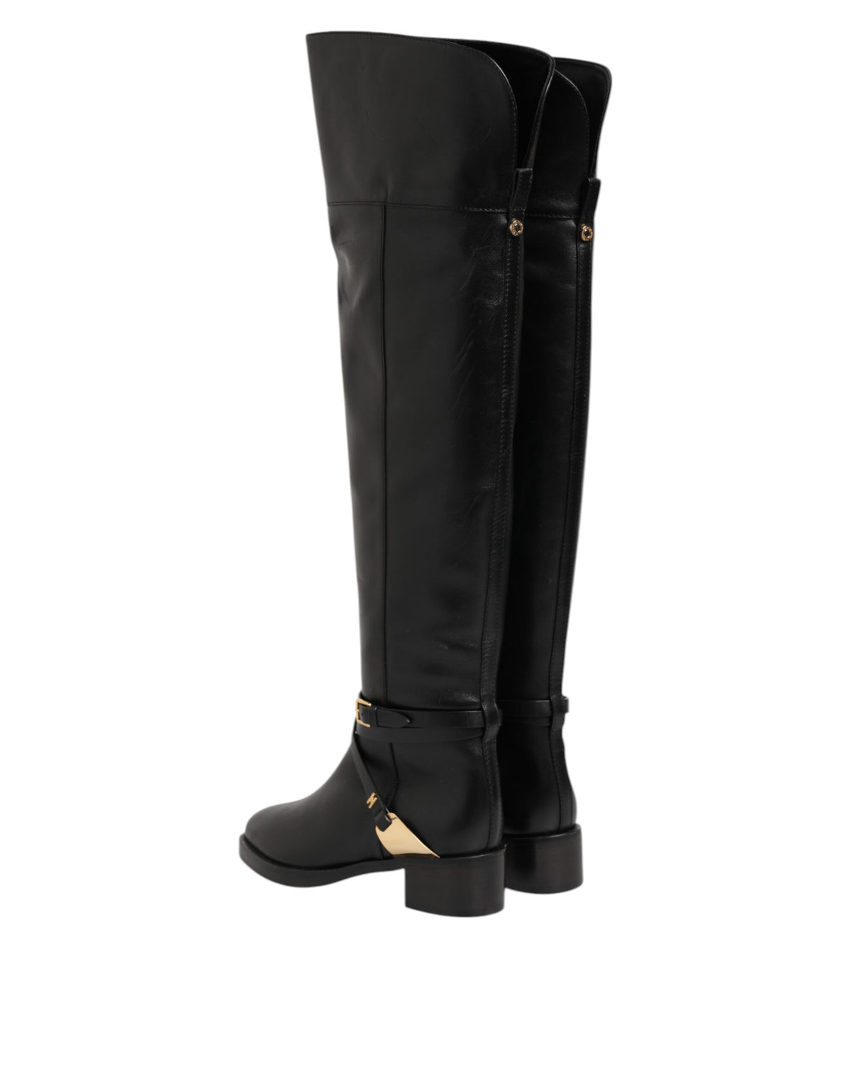 Step into elegance with Elisabetta Franchi's Black Leather Buckled High Boots, a testament to Italian craftsmanship that elevates every ensemble with timeless sophistication.