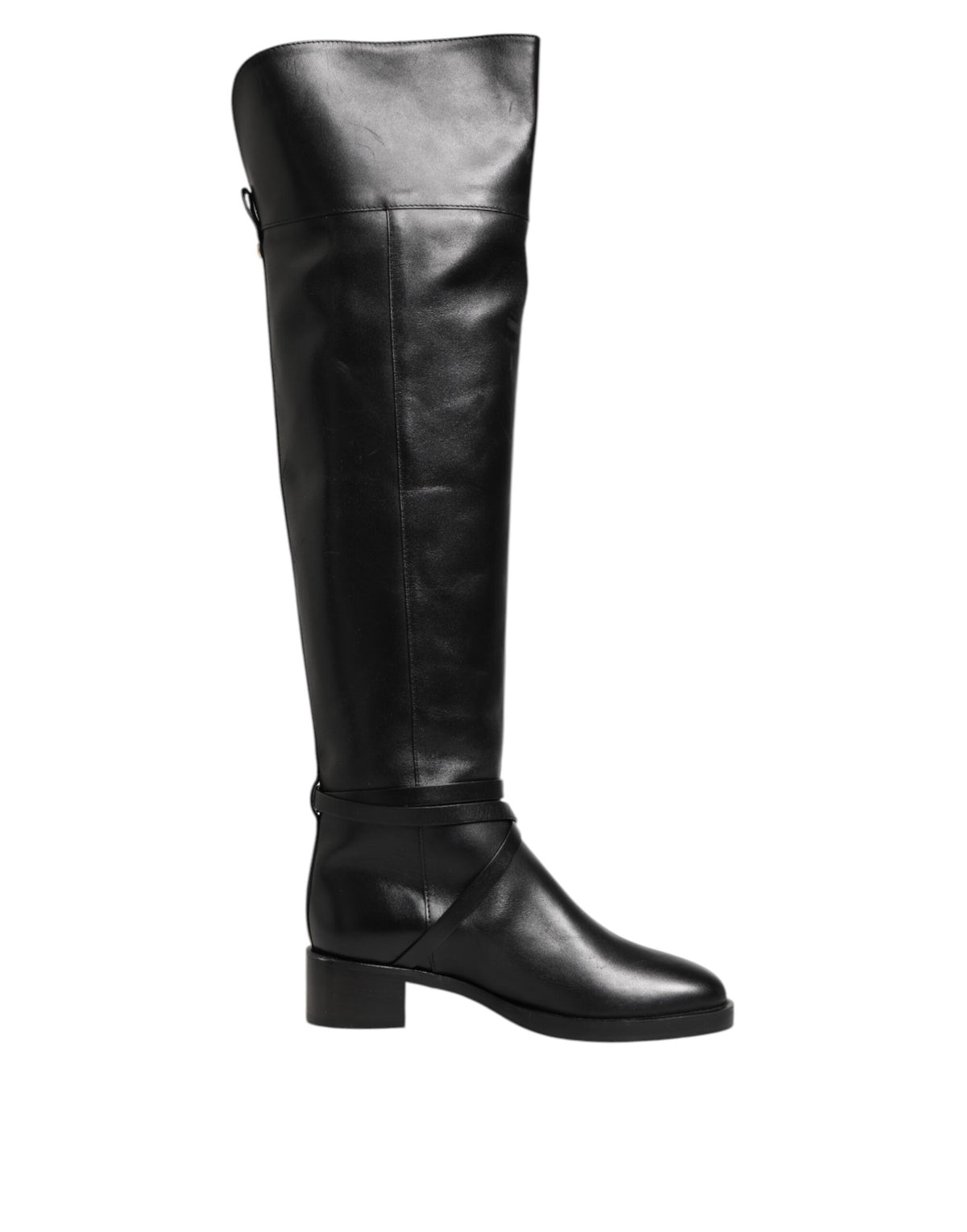 Step into elegance with Elisabetta Franchi's Black Leather Buckled High Boots, a testament to Italian craftsmanship that elevates your style and confidence.